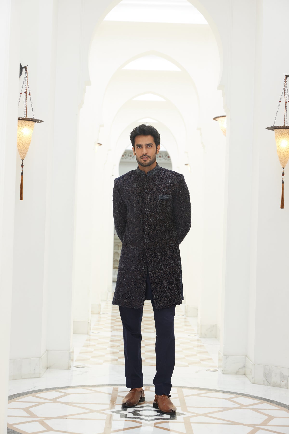 Embroidered Sherwani Kurta Trouser Set