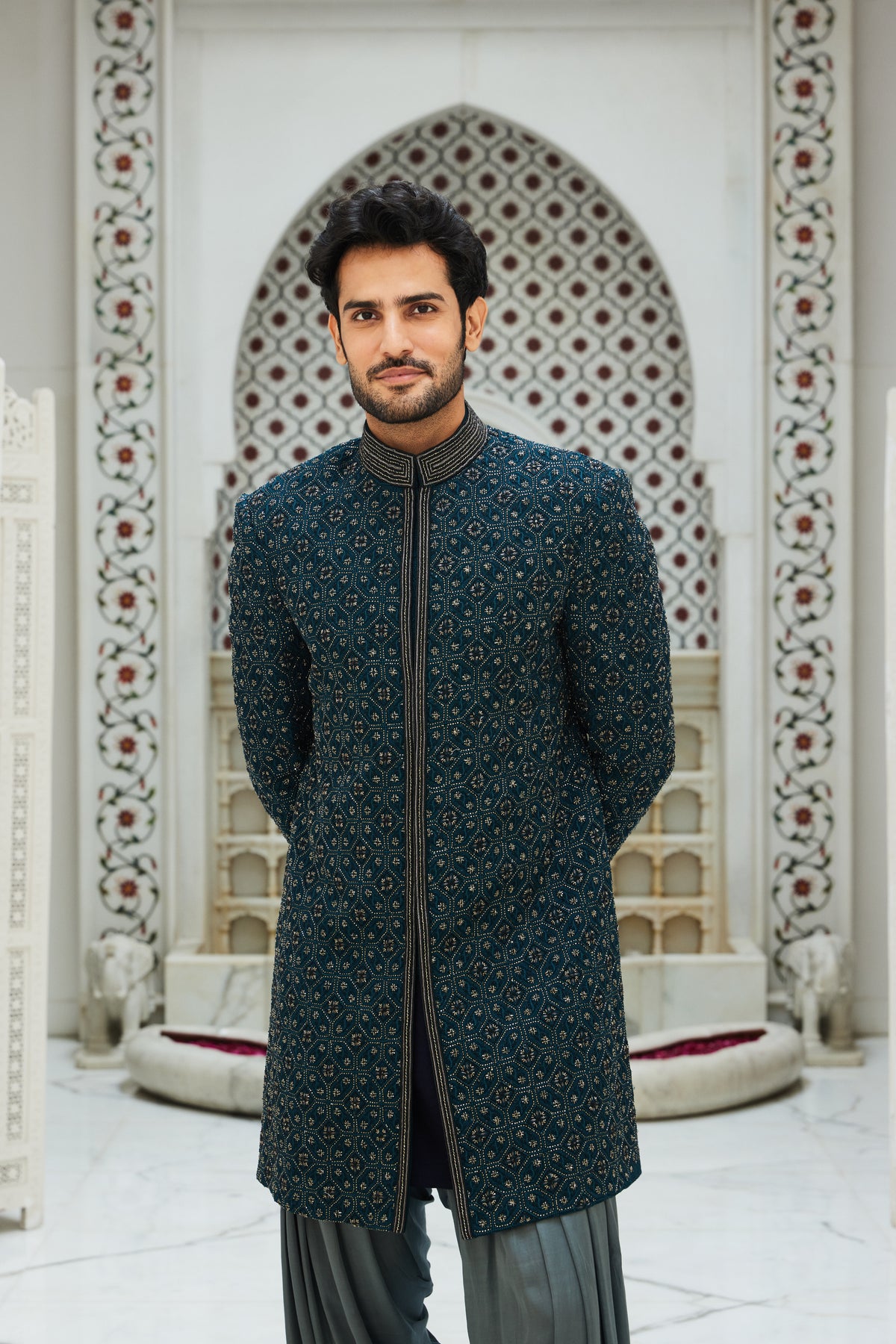 Blue Sherwani Kurta Salwar Set