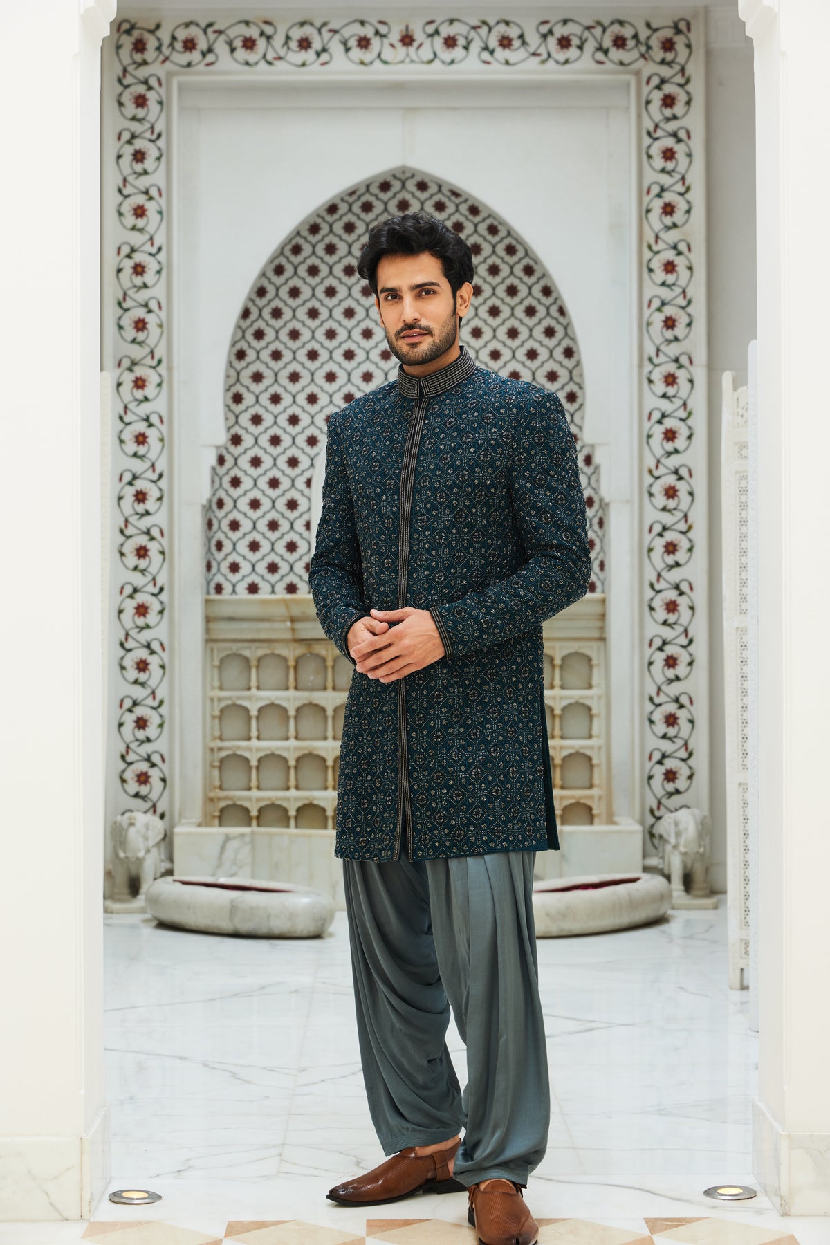 Blue Sherwani Kurta Salwar Set