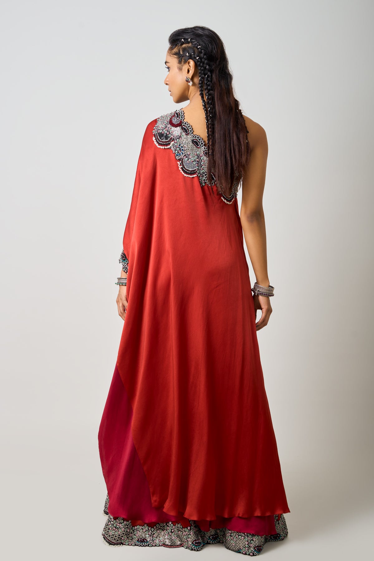 One Shoulder Cape With Sharara