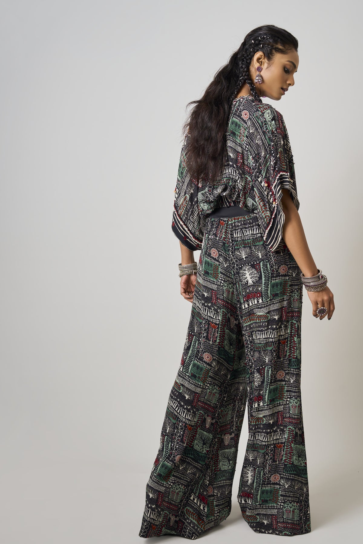 Black Printed Embroidered Co-ord Set