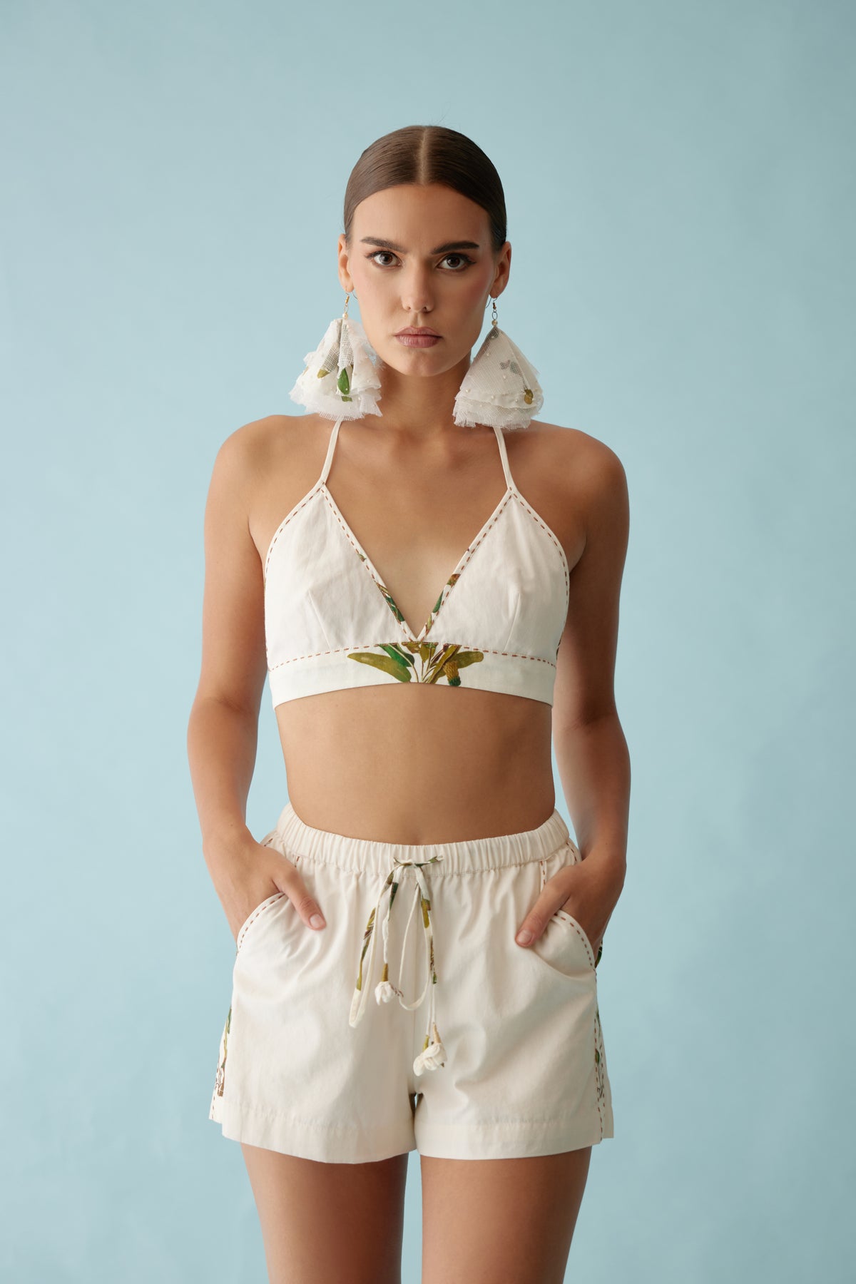 Off-white Banana Tree Applique Co-ord Sets