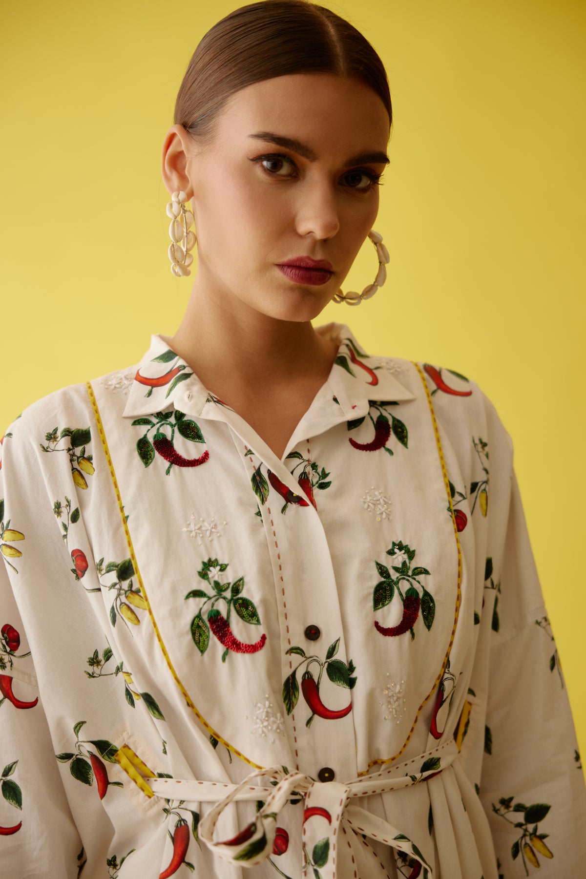 Off-white Chilli Print Shirt Dress