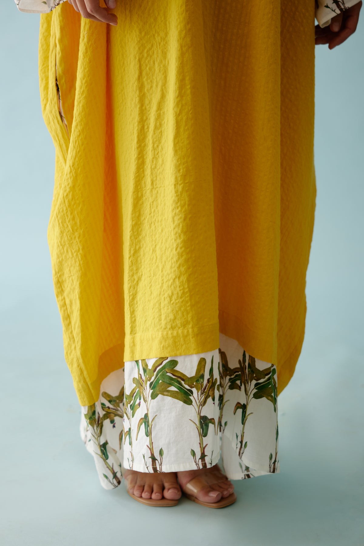 Yellow Hand-braided Tassels  Kaftan Dress