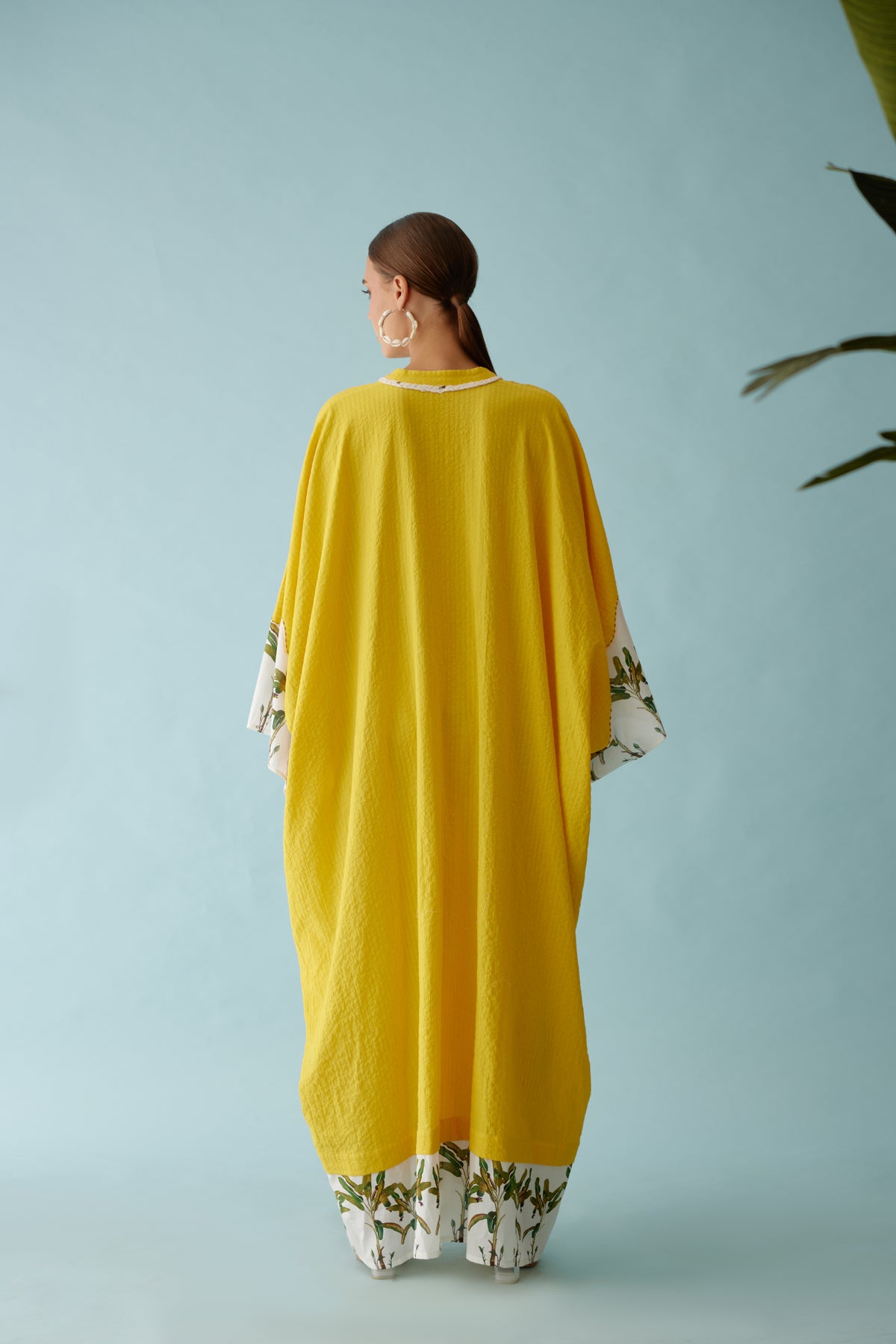 Yellow Hand-braided Tassels  Kaftan Dress