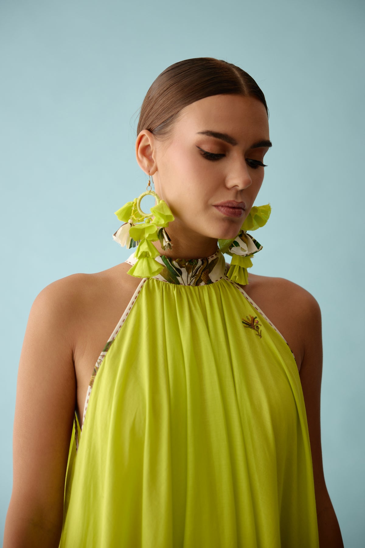 Lime Green Tassels Earrings