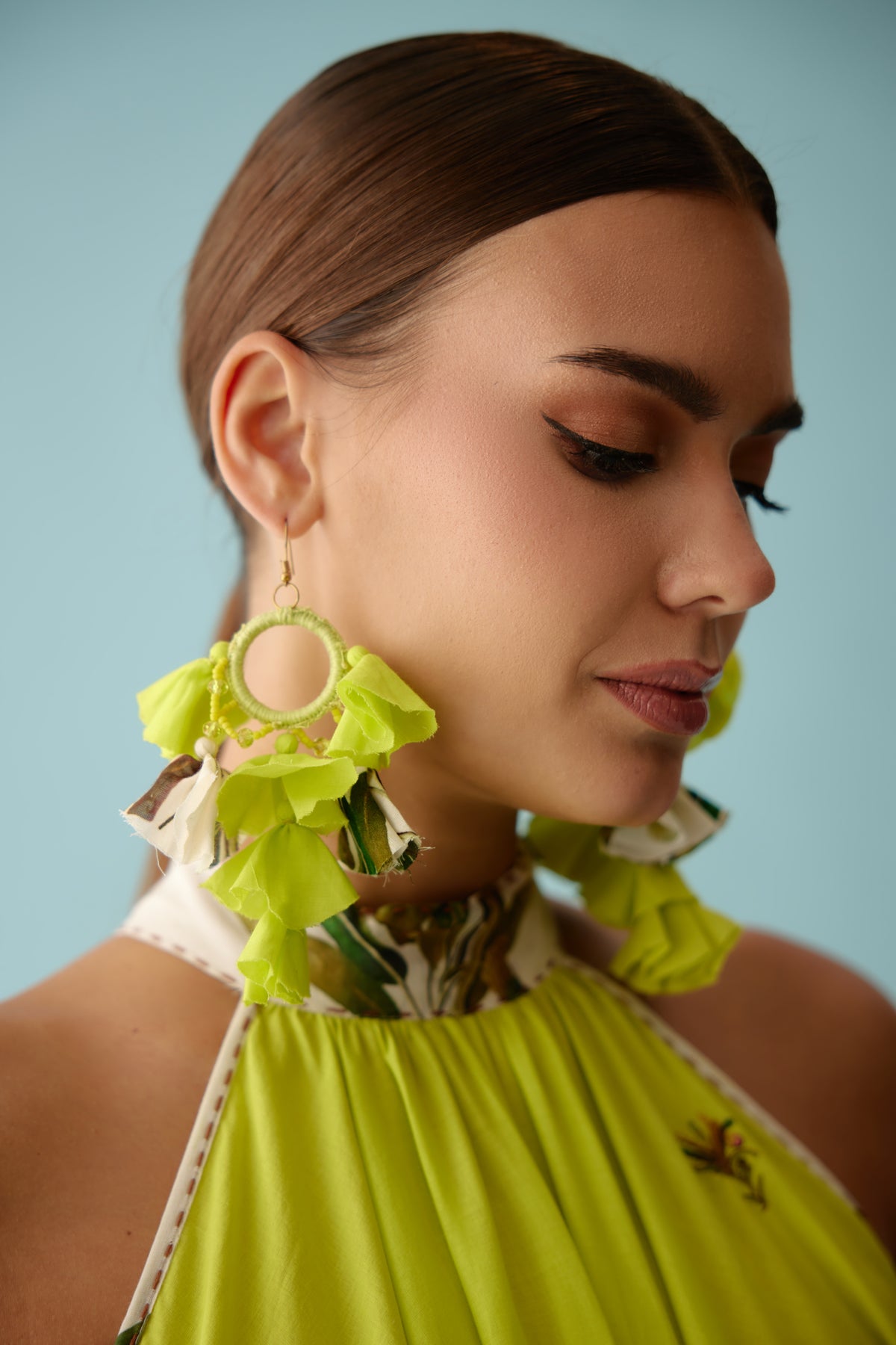 Lime Green Tassels Earrings