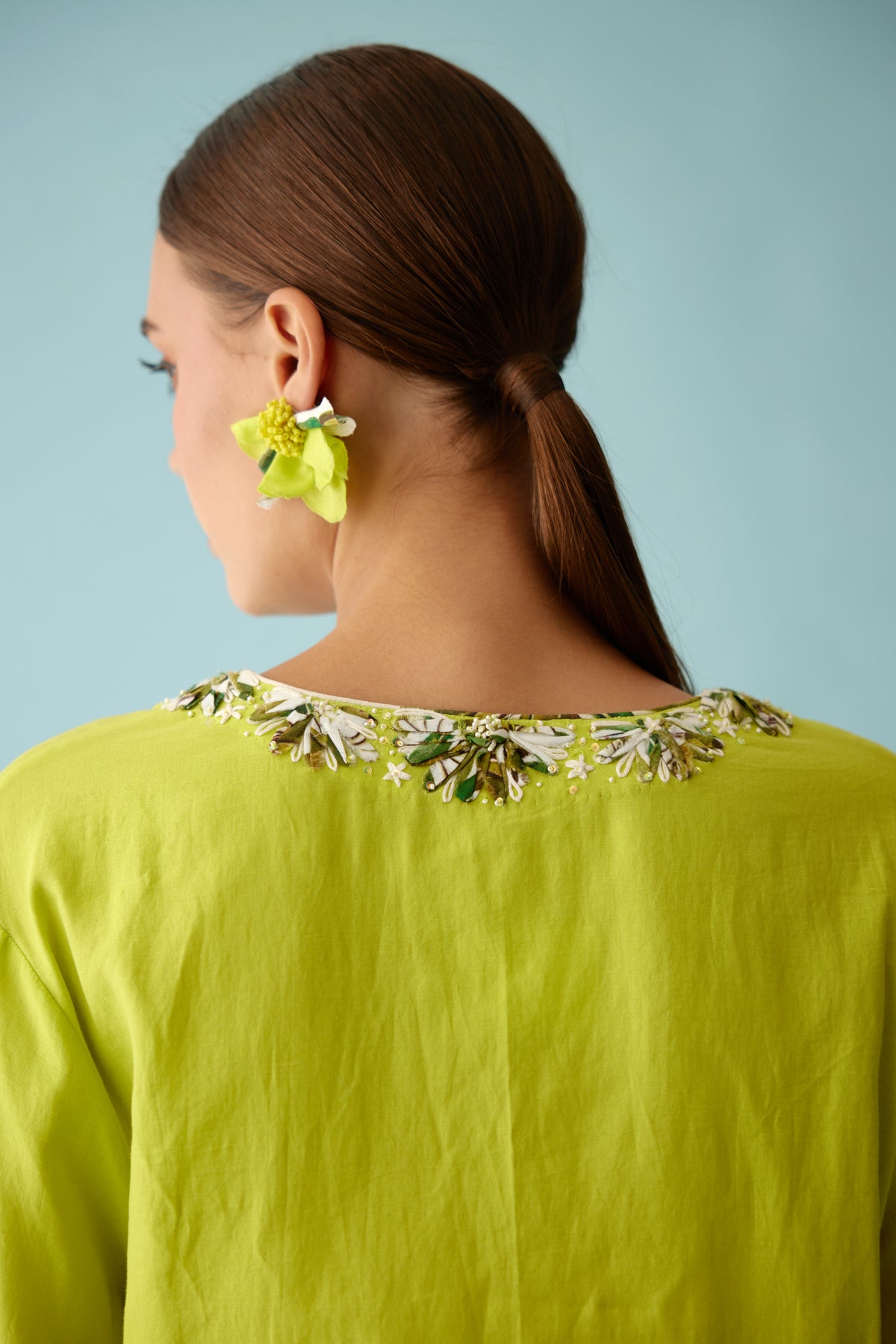 Lime Green Flower Kaftan