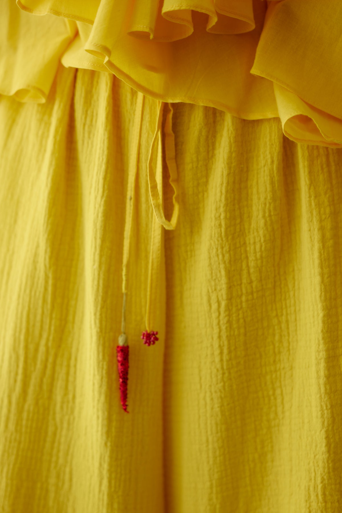 Yellow Chilli Applique Wide Leg Pants