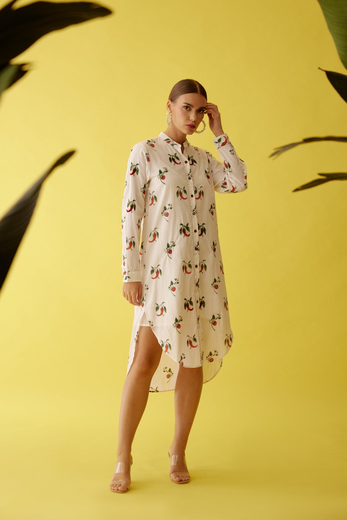 Off-white Hi-low Shirt Dress