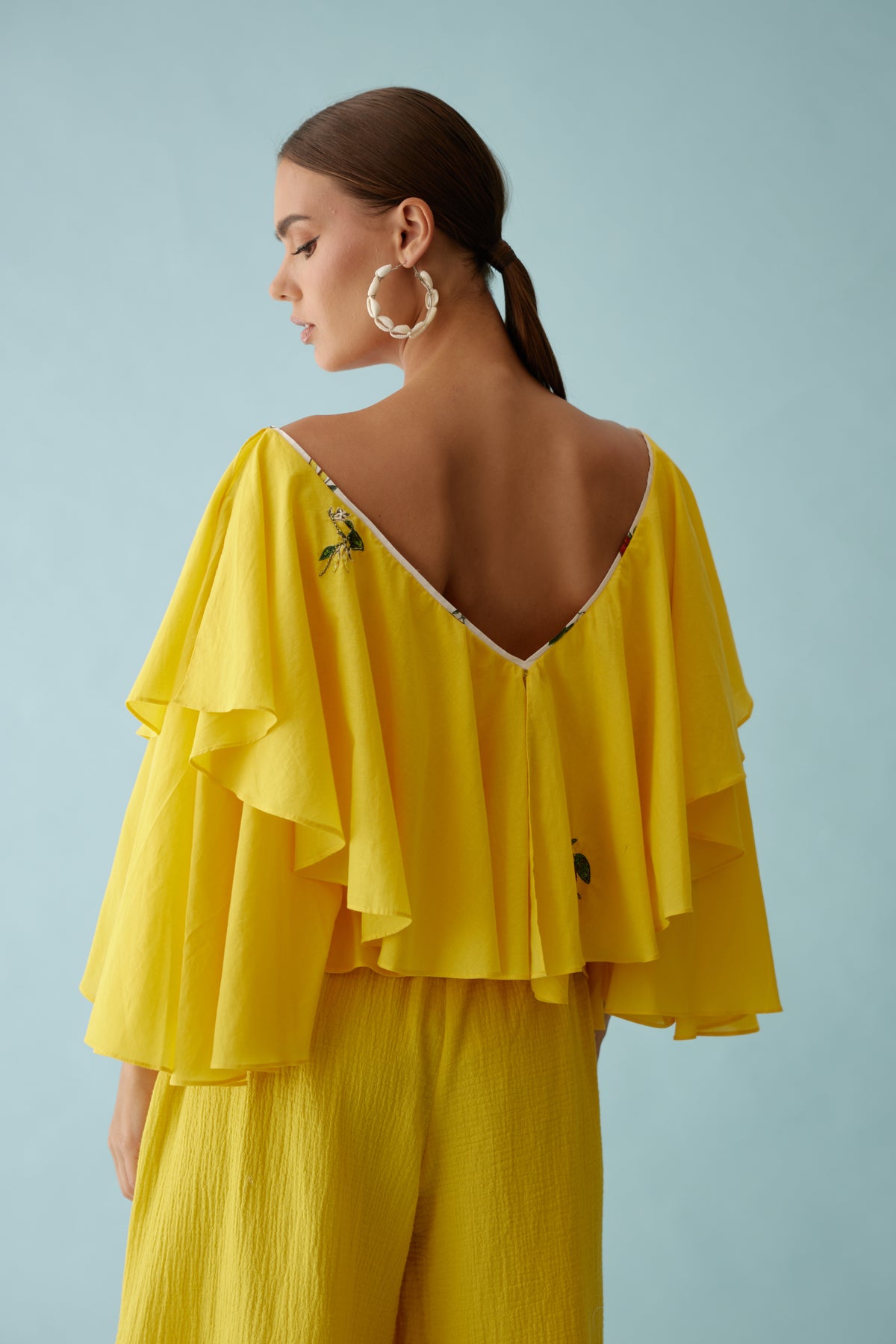 Yellow Chilli Applique Frill Top