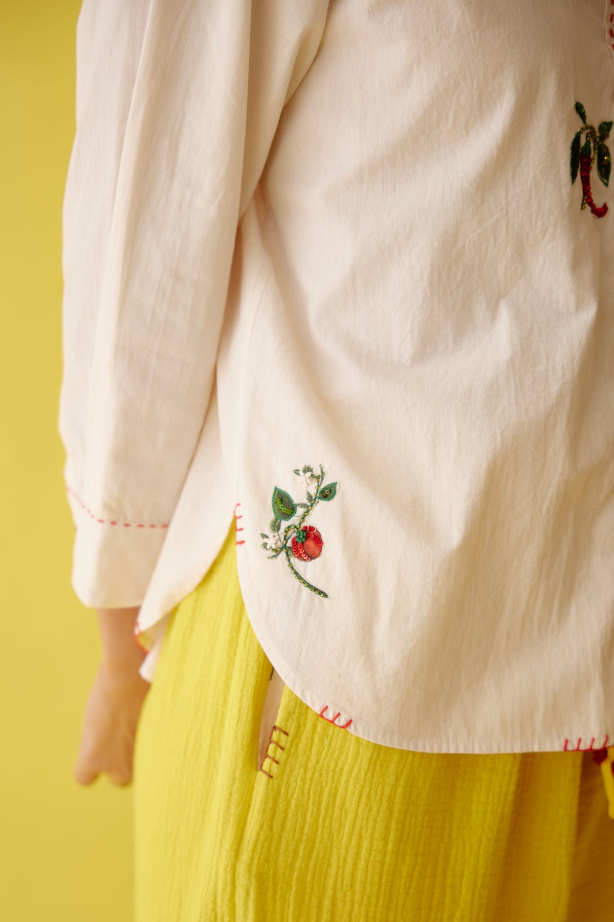 Cream Hand Embroidered Chilli Applique Top