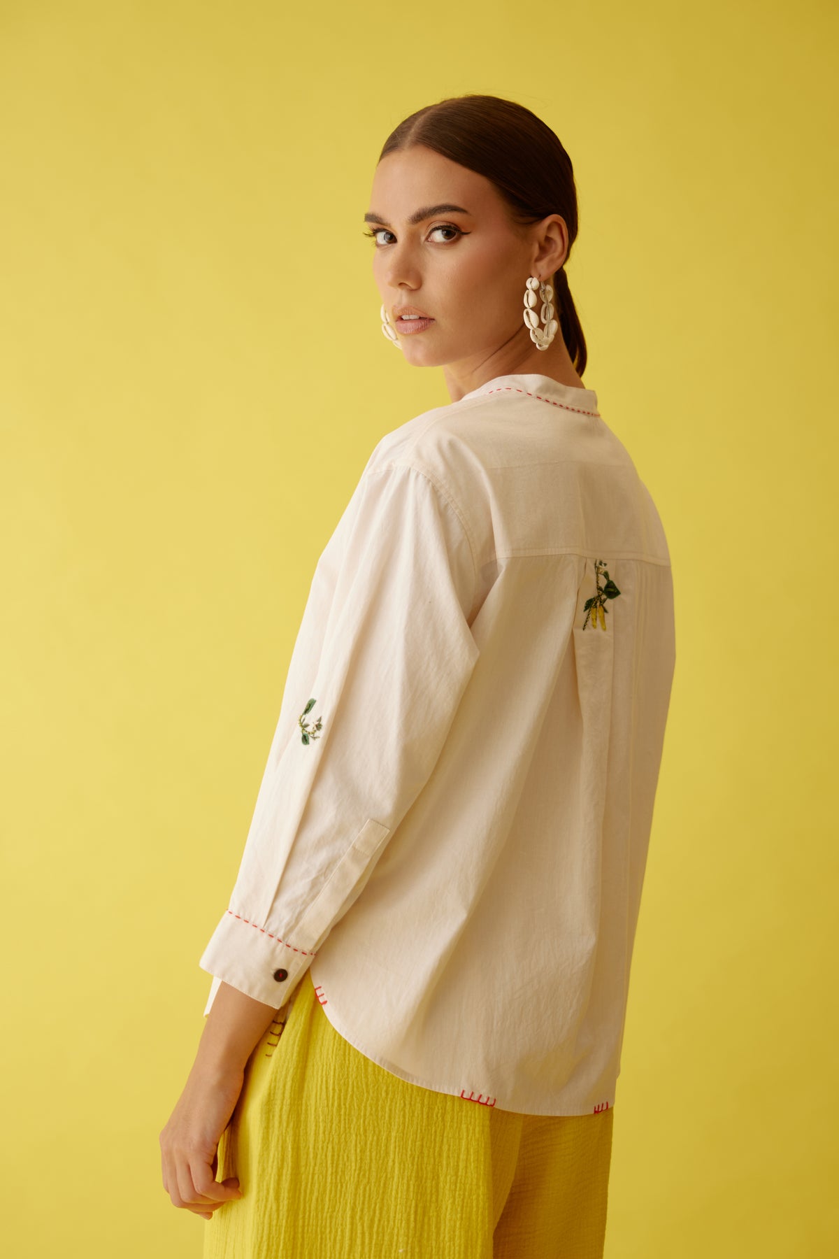 Cream Hand Embroidered Chilli Applique Top