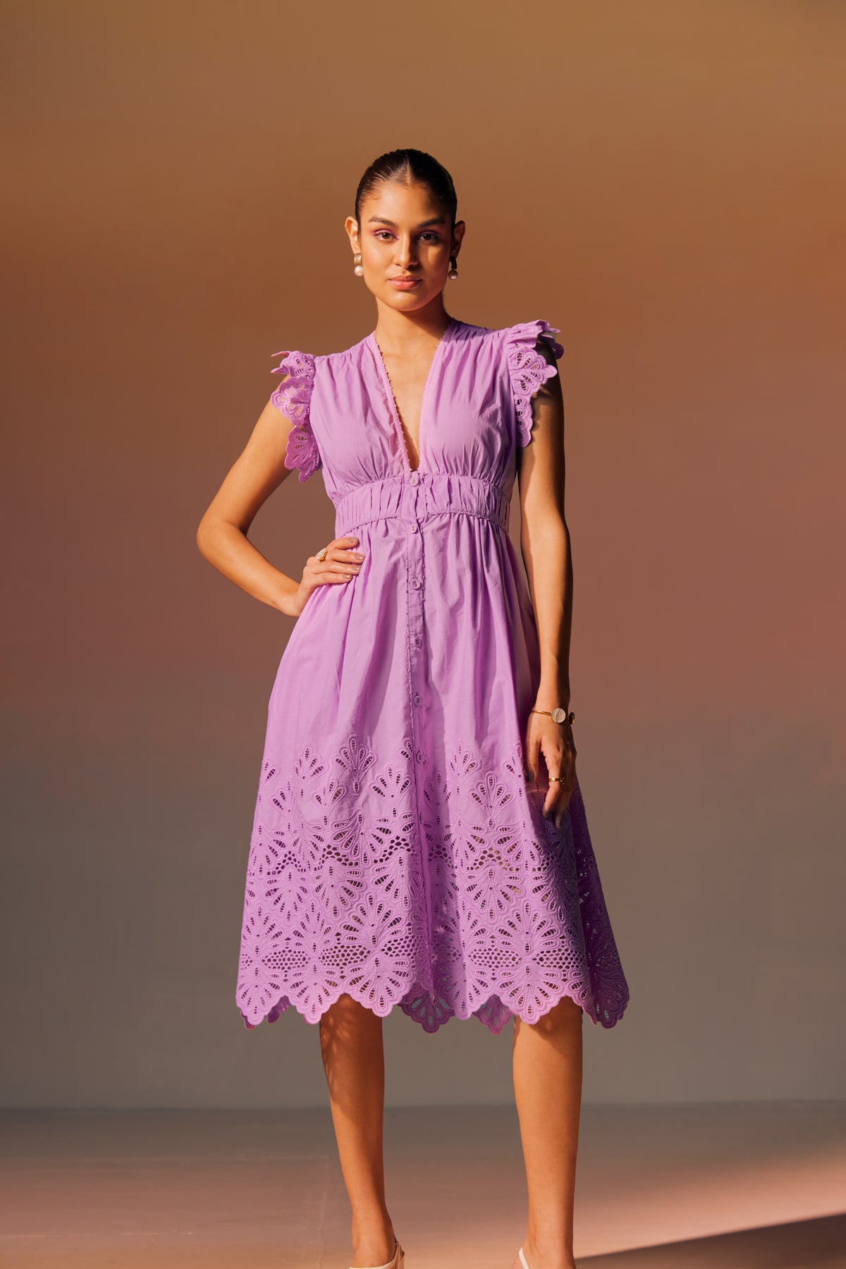 Lilac Estella Midi Dress