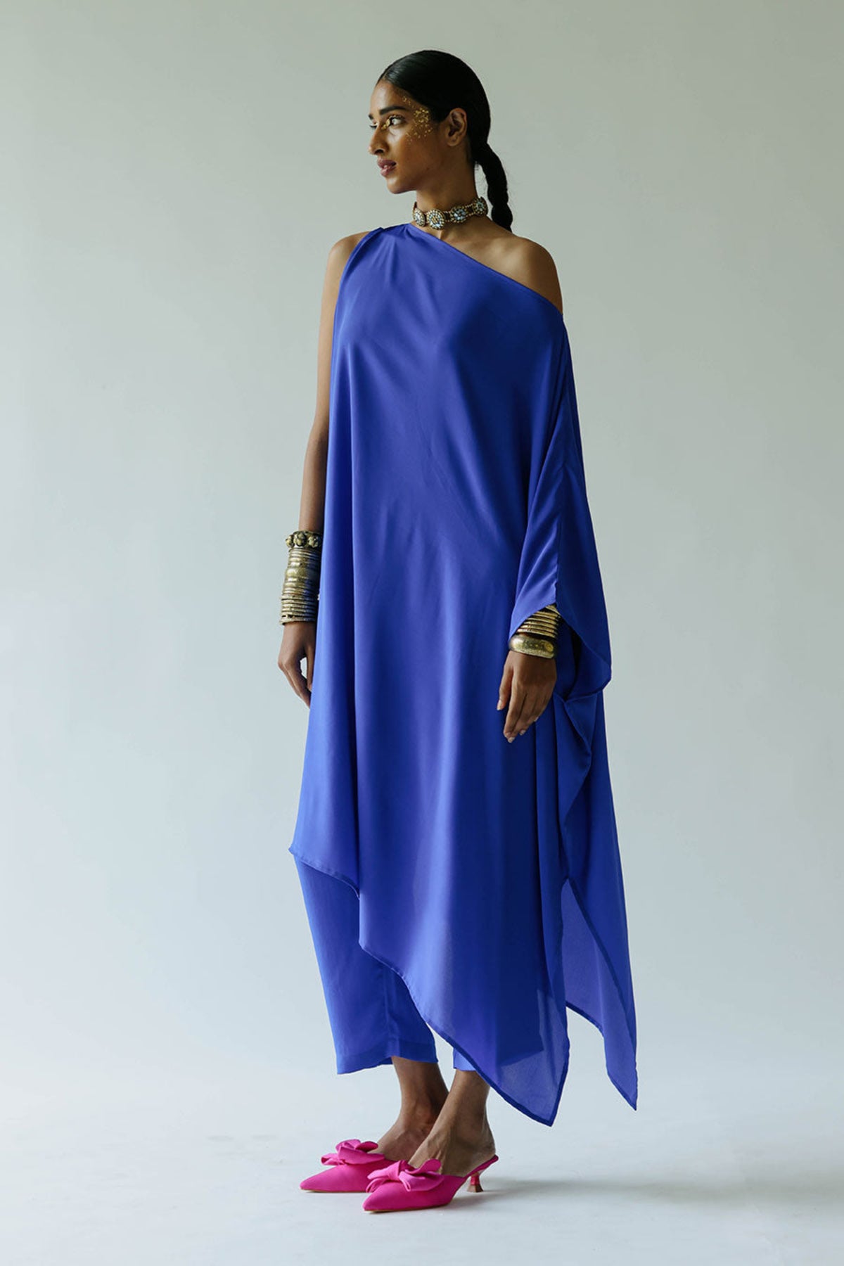 Olivia Blue Asymmetric Kaftan Set