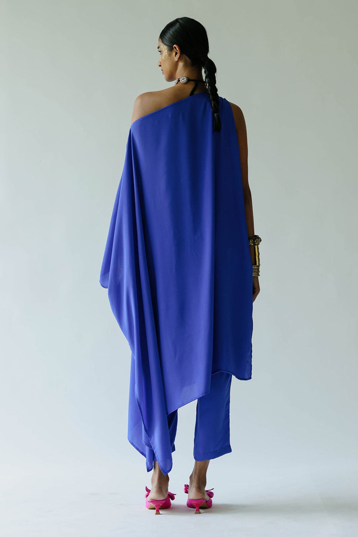 Olivia Blue Asymmetric Kaftan Set