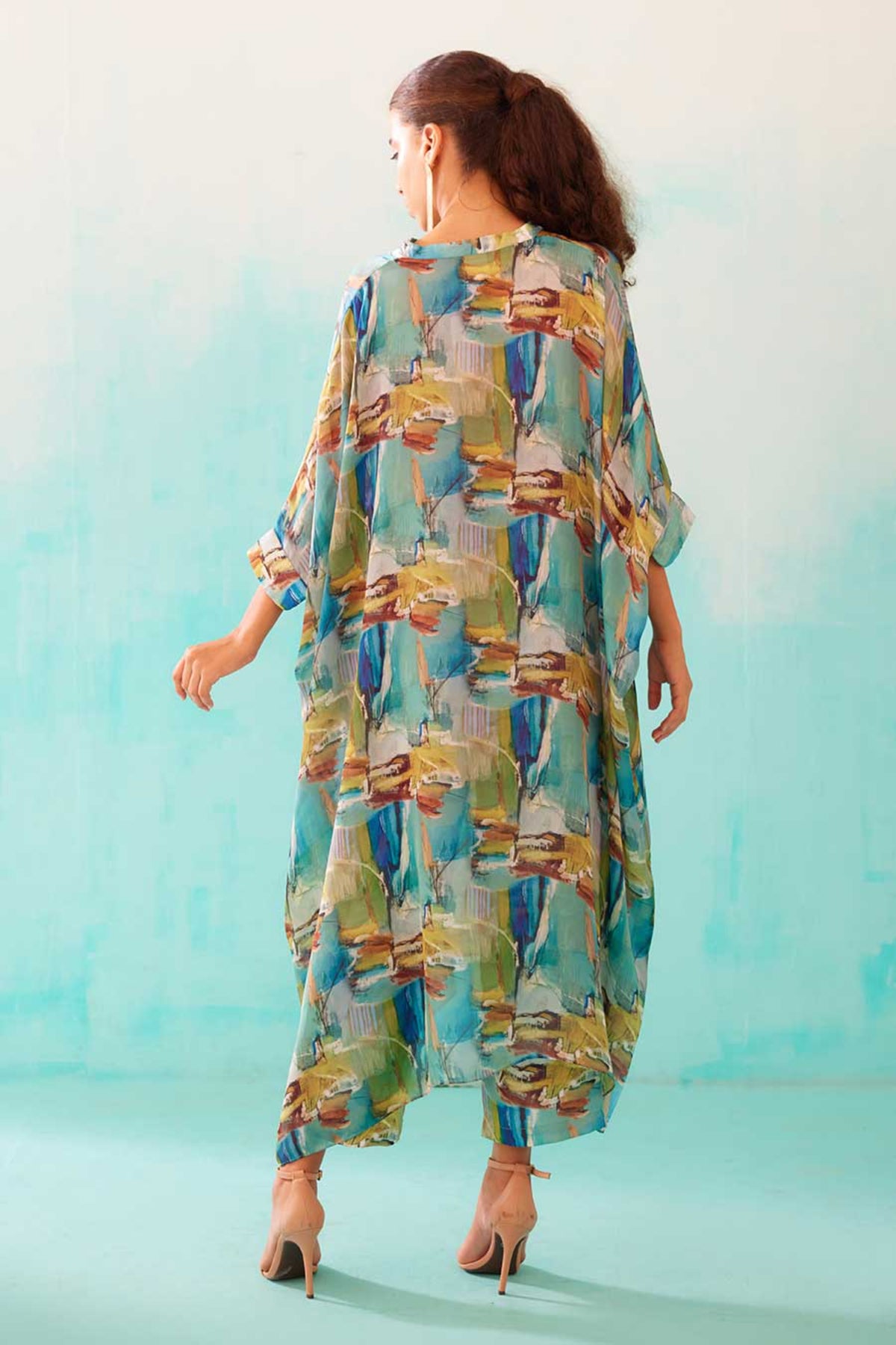 Brushstroke Printed Long Kaftan