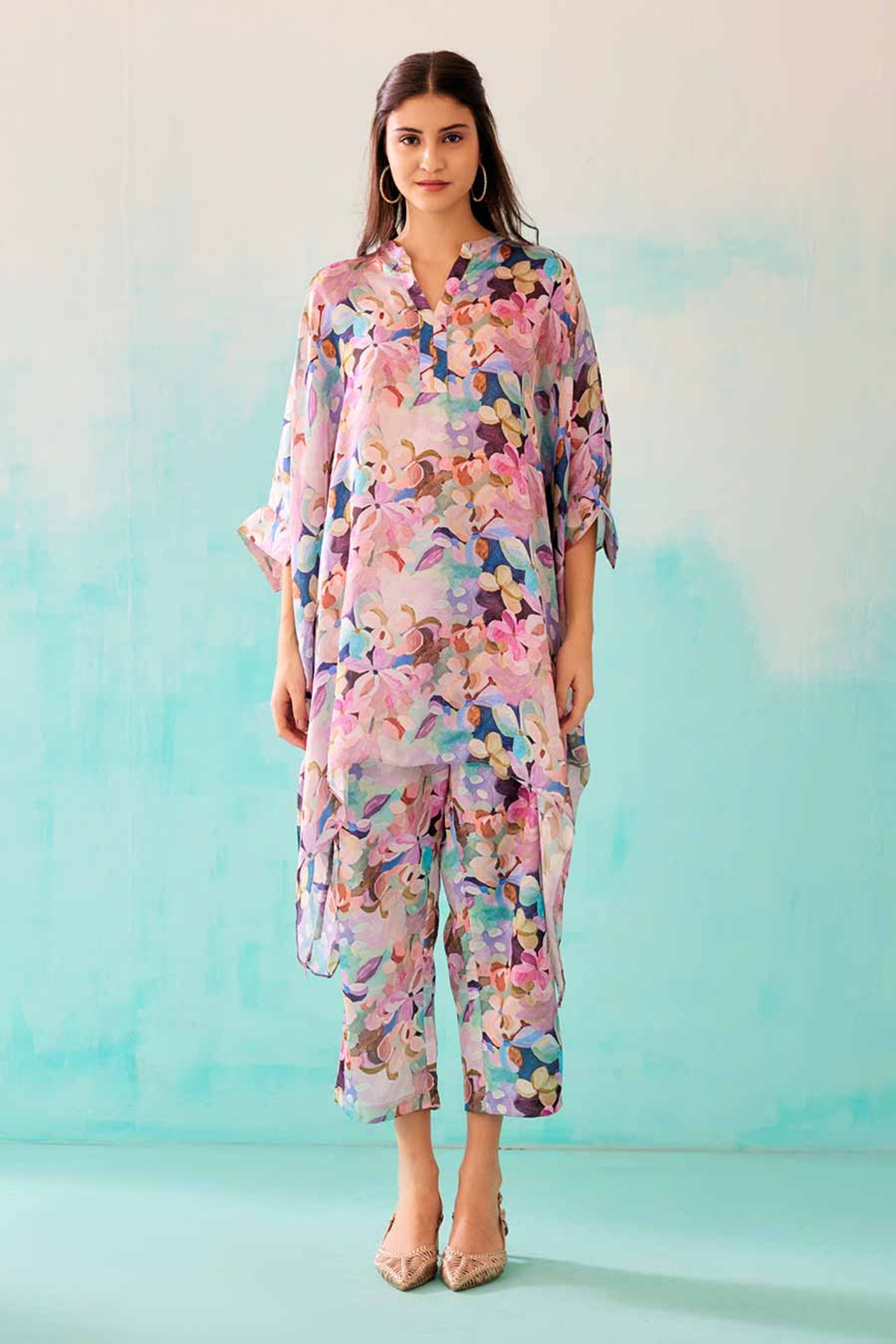 Floral Printed Short Kaftan