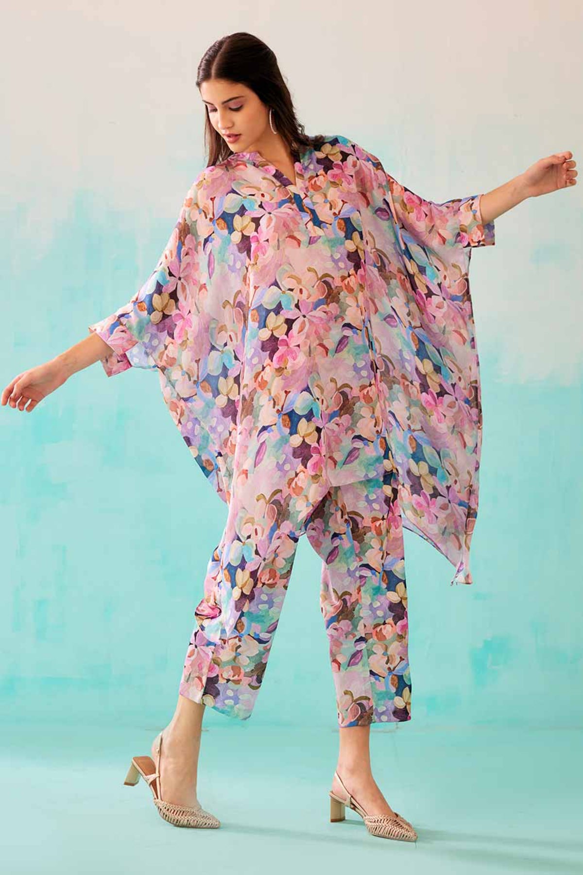 Floral Printed Short Kaftan