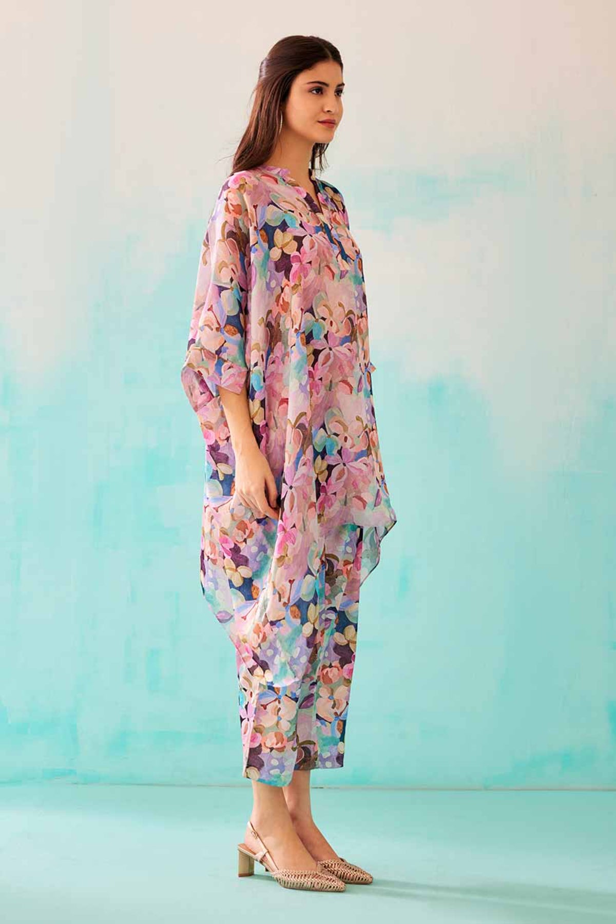 Floral Printed Short Kaftan