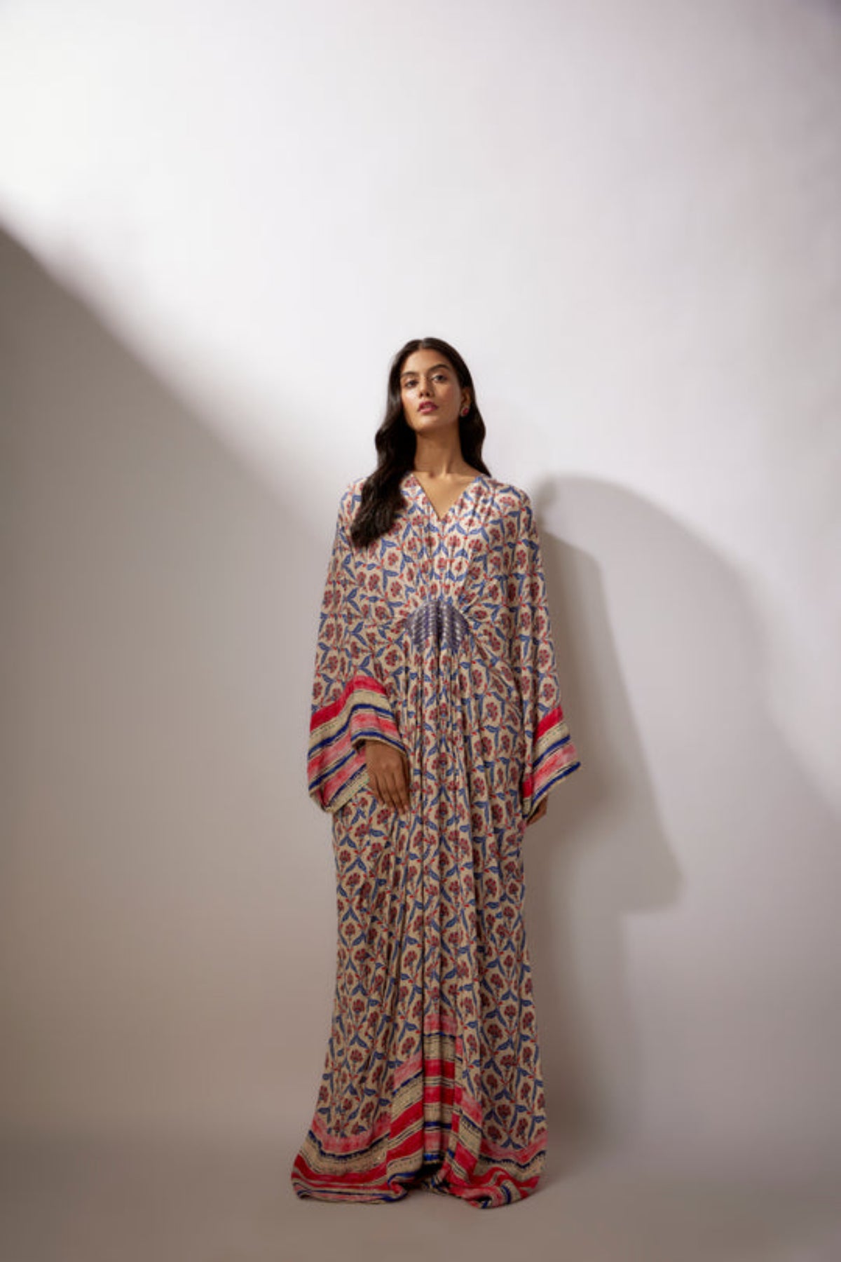 Ivory Printed Crepe Kaftan