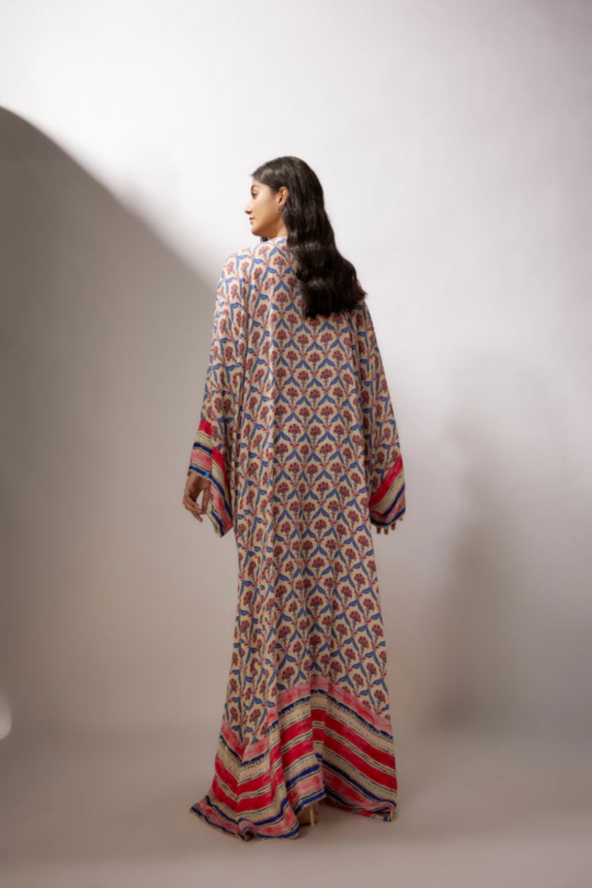 Ivory Printed Crepe Kaftan