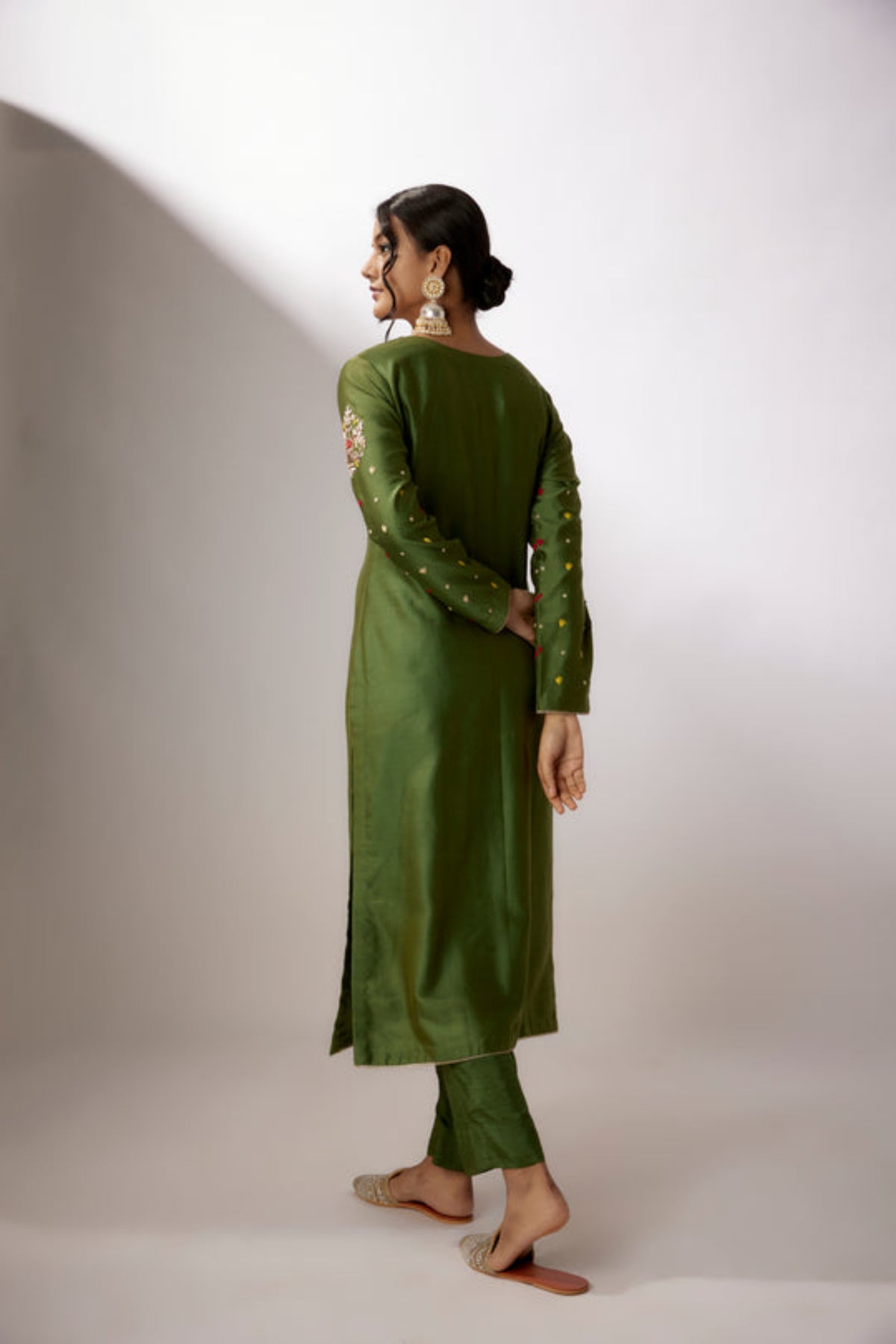 Green Embroidered Kurta Set