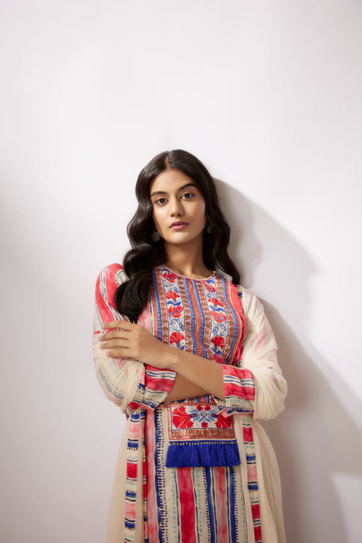 Ivory Printed Crepe Kurta Set