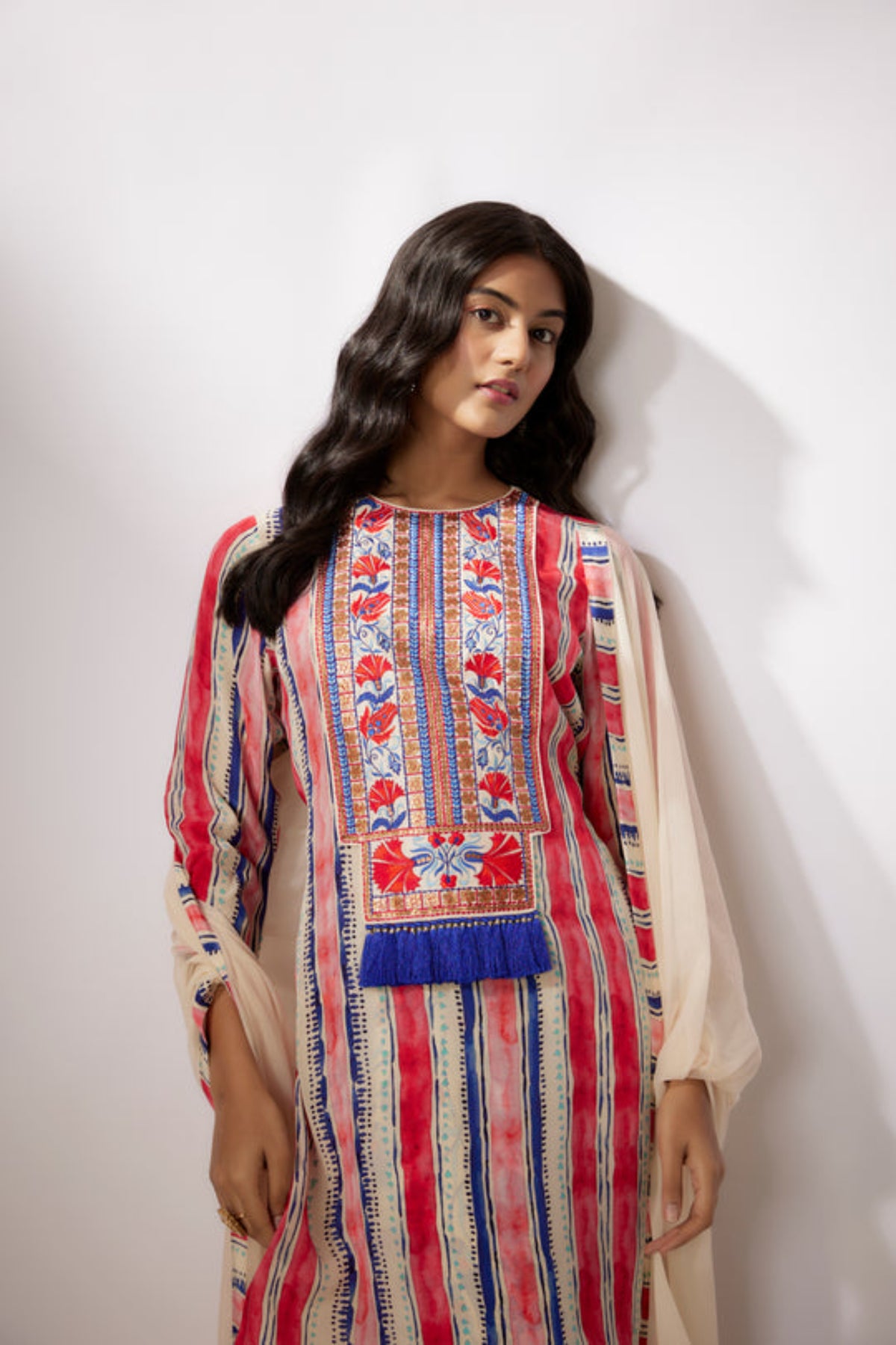 Ivory Printed Crepe Kurta Set