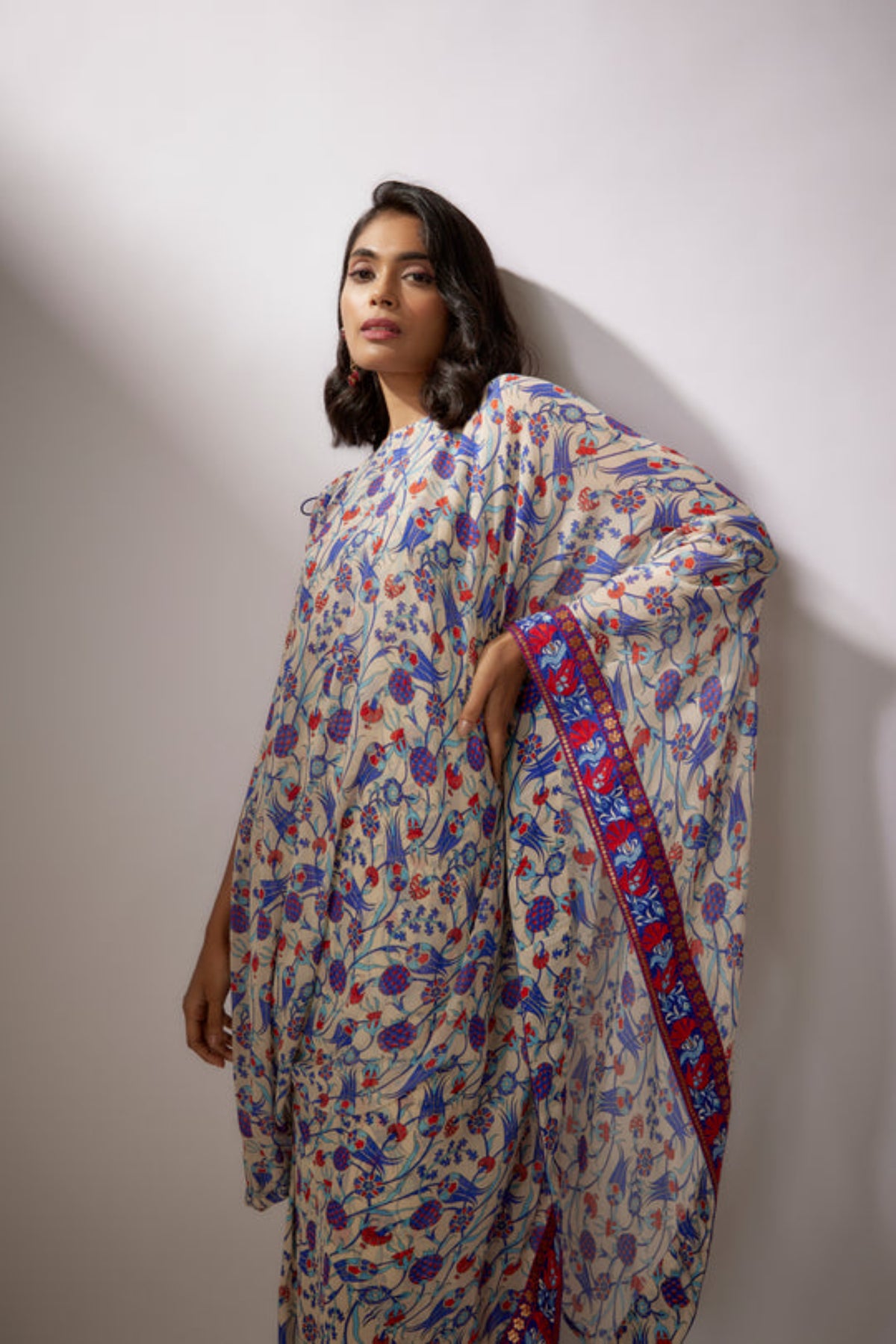 Ivory Printed Georgette Kaftan