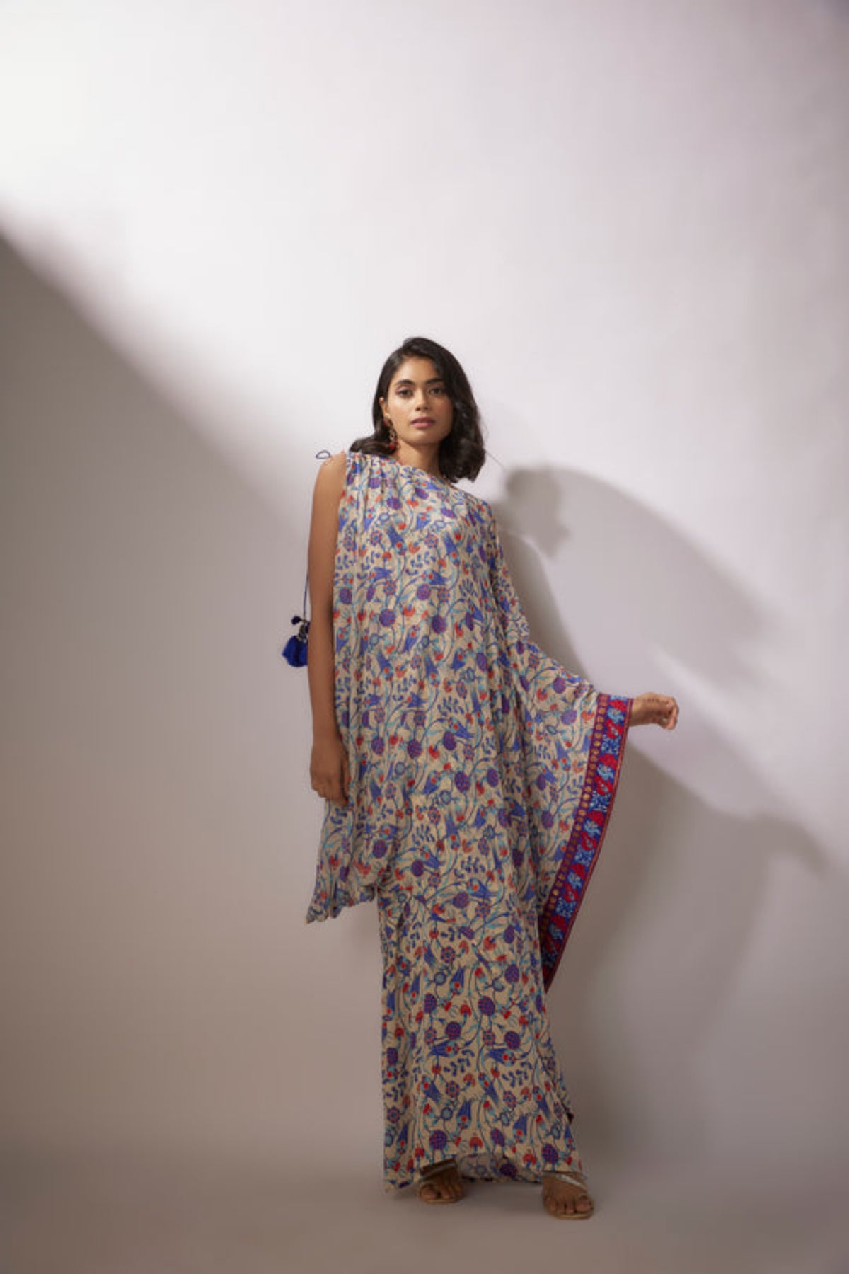 Ivory Printed Georgette Kaftan