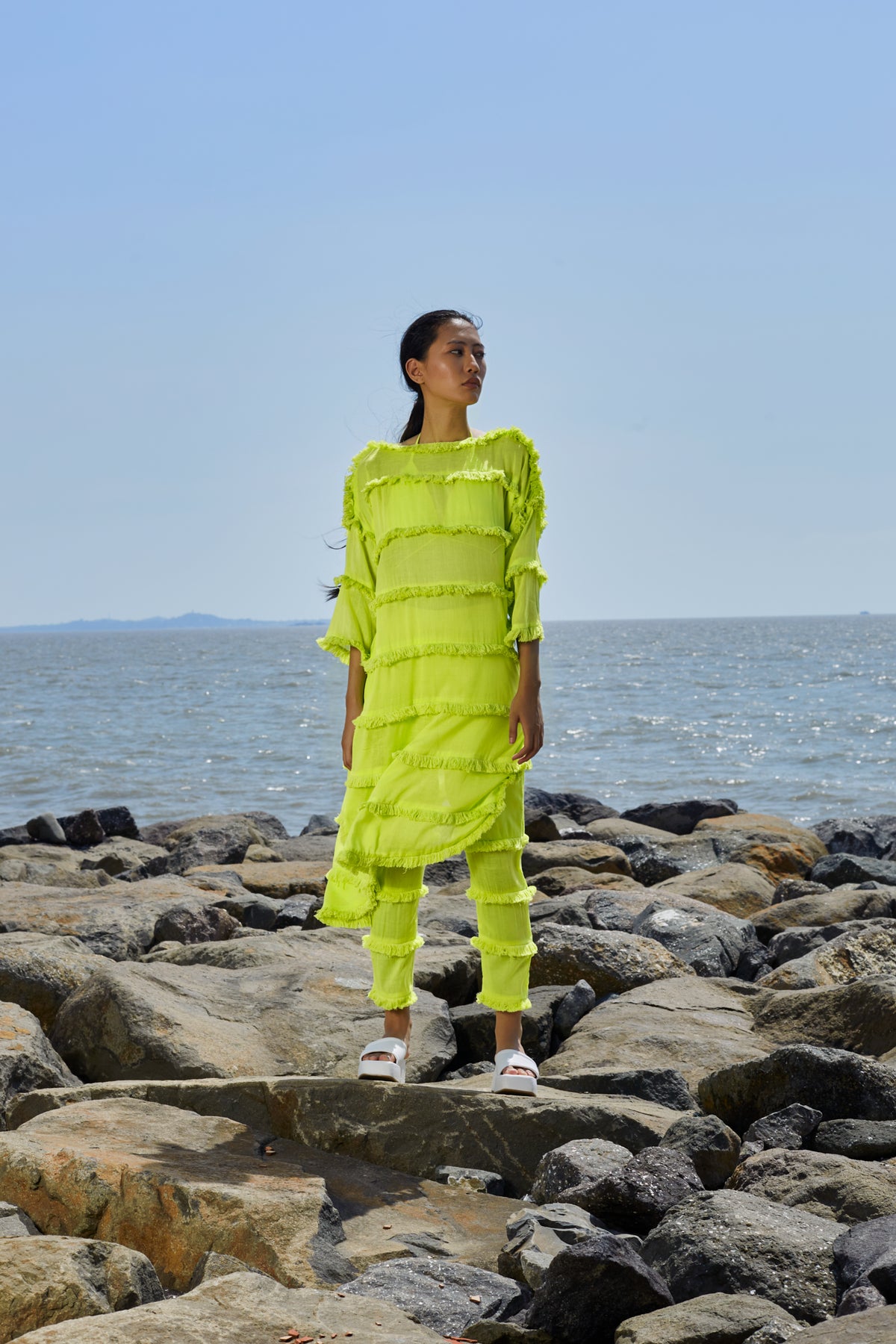 Neon Green Tassle Tier Tunic