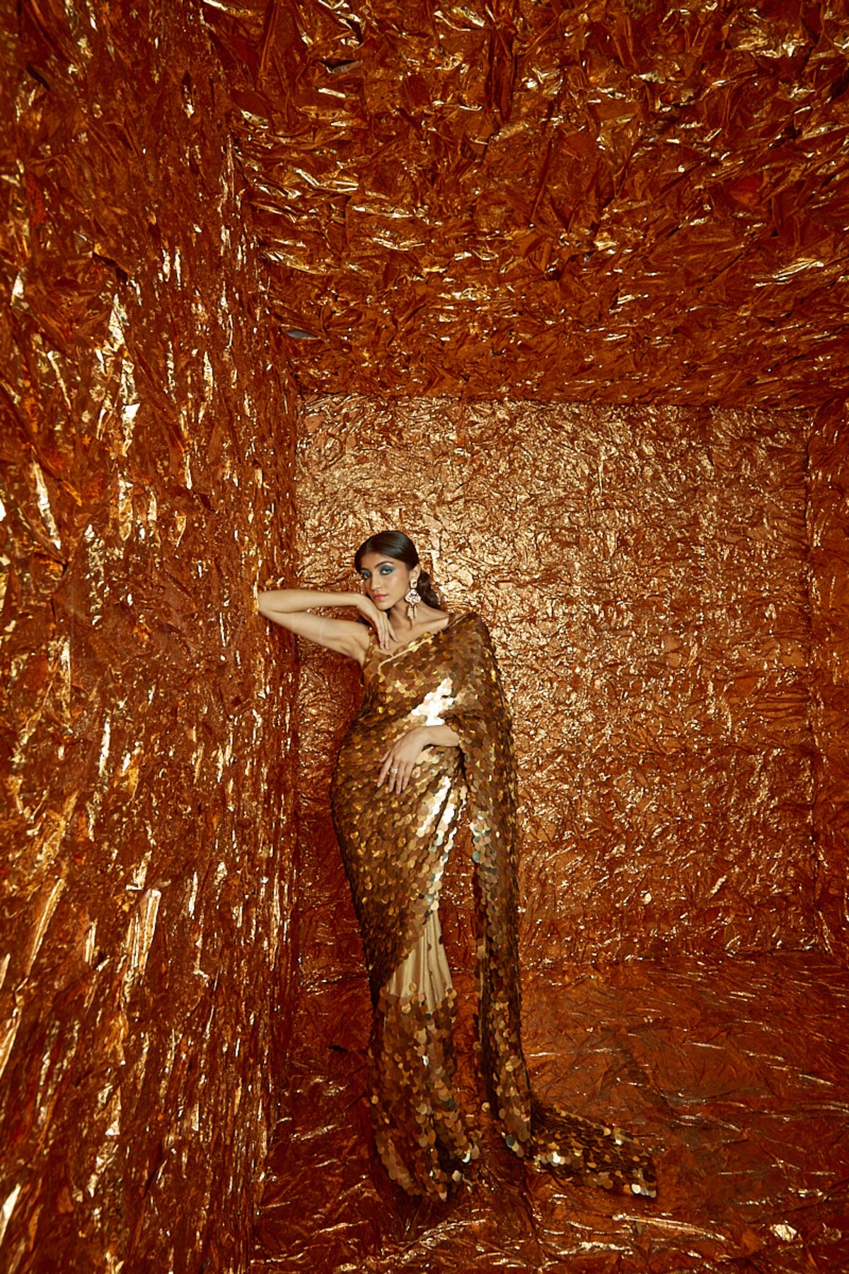 Gold Sequin Saree