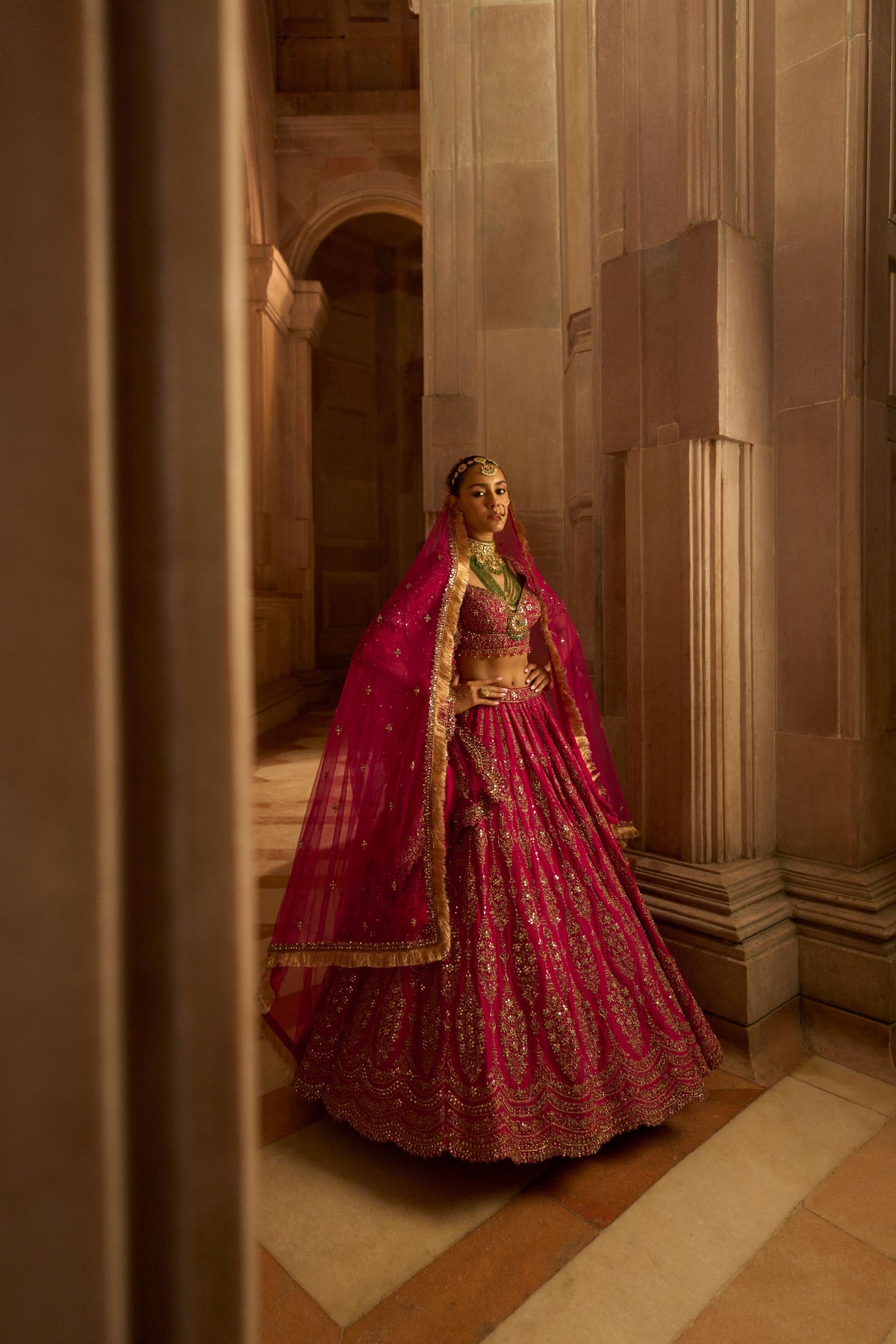 Fuschia Red Bridal Lehenga Set