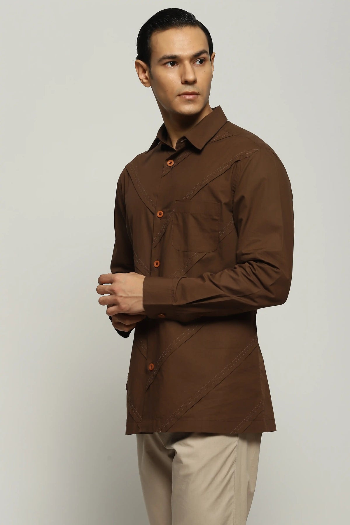 Diagonal Pleats Shirt