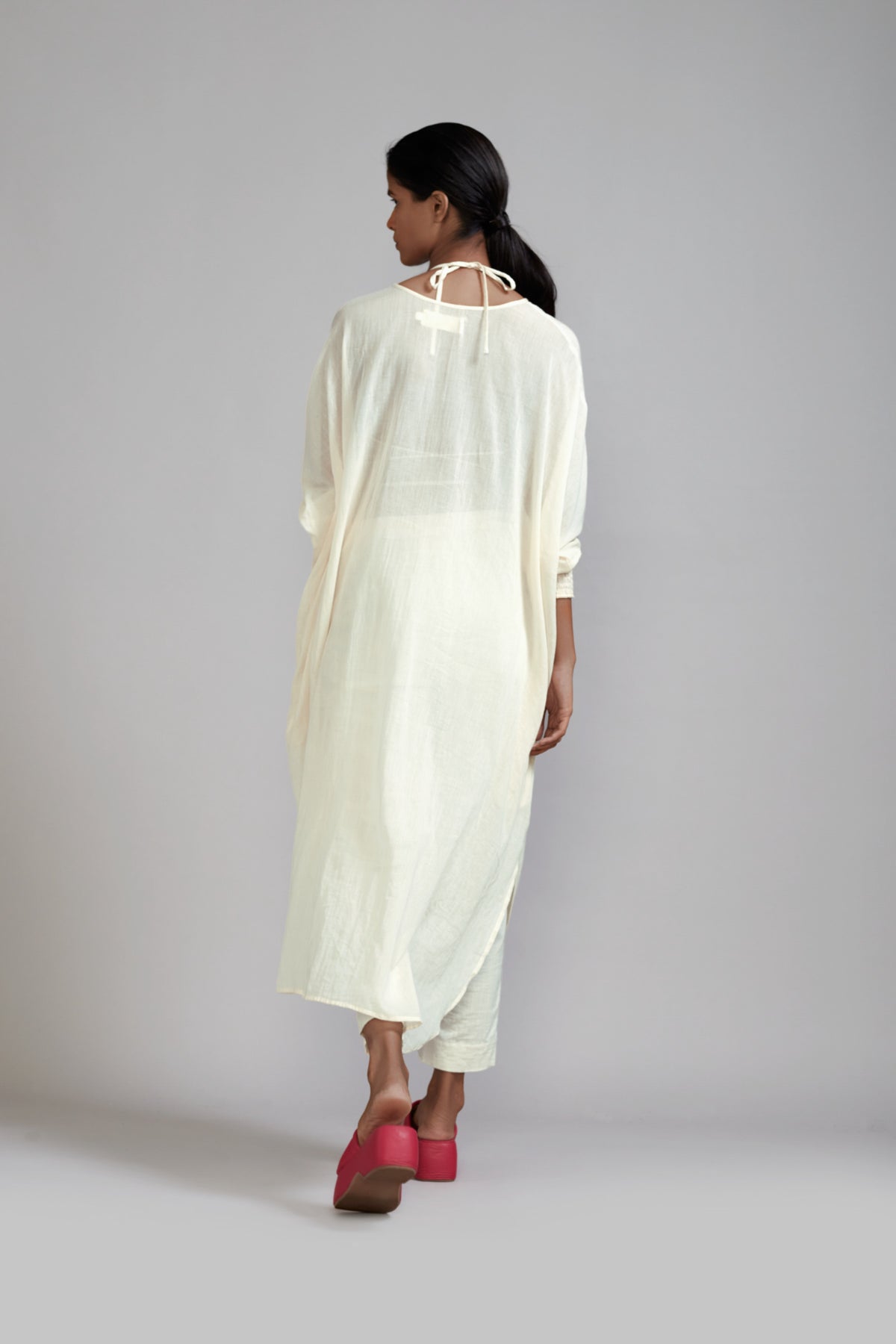 Off white Smocked Cowl Tunic Set