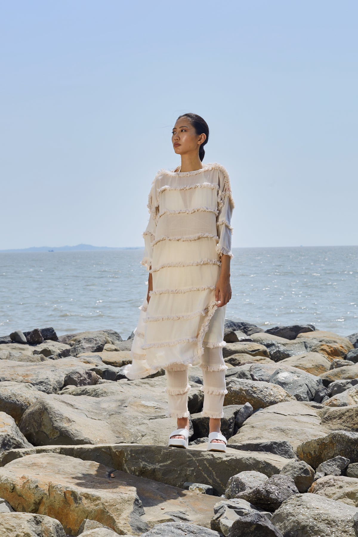 Off-white Tassle Tunic Set