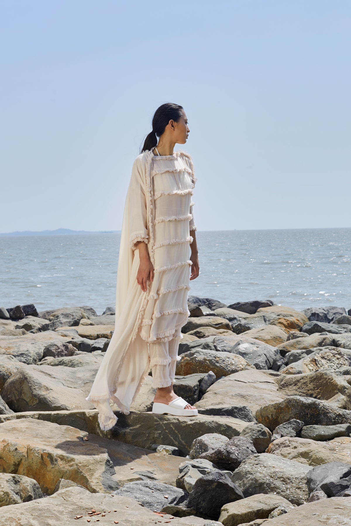 Off-white Tier Tunic Set