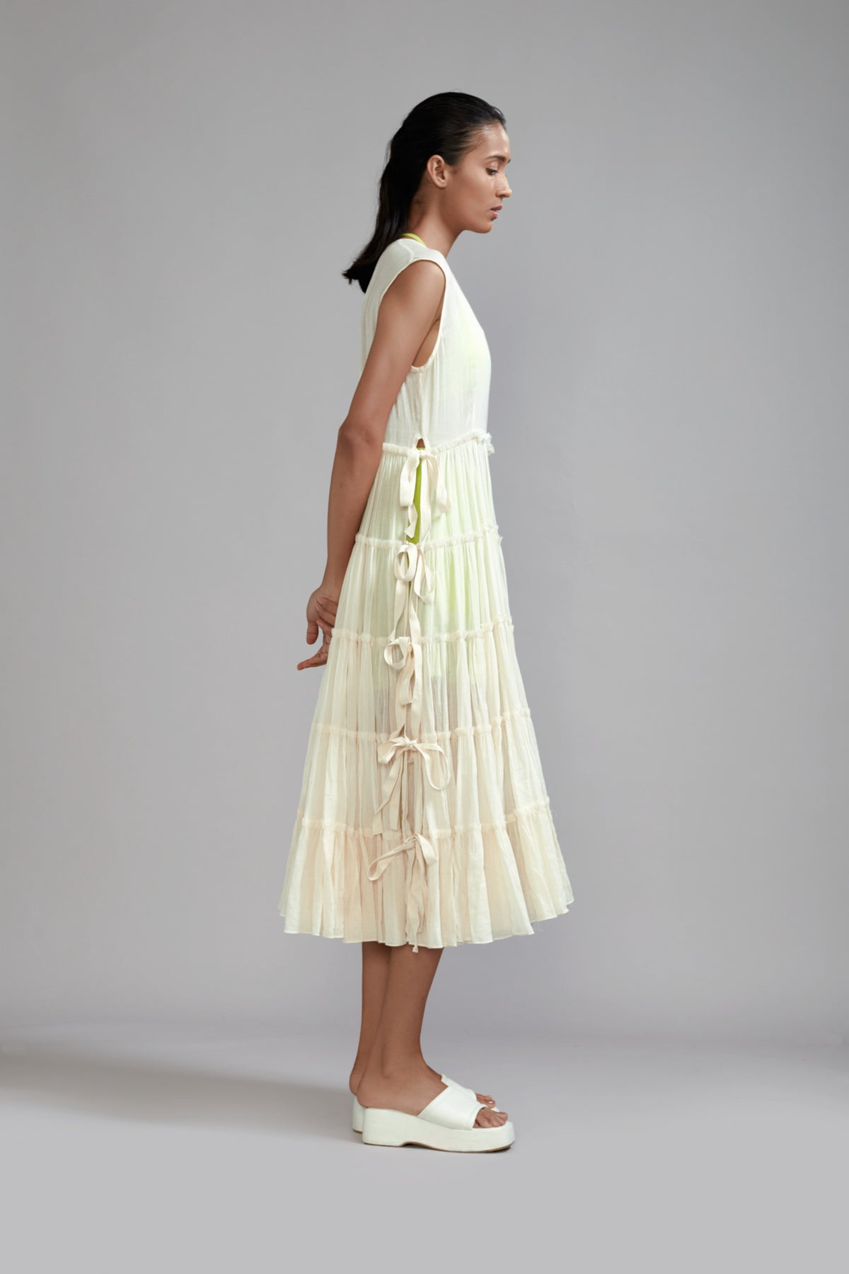 Off white Tiered Tie Tunic