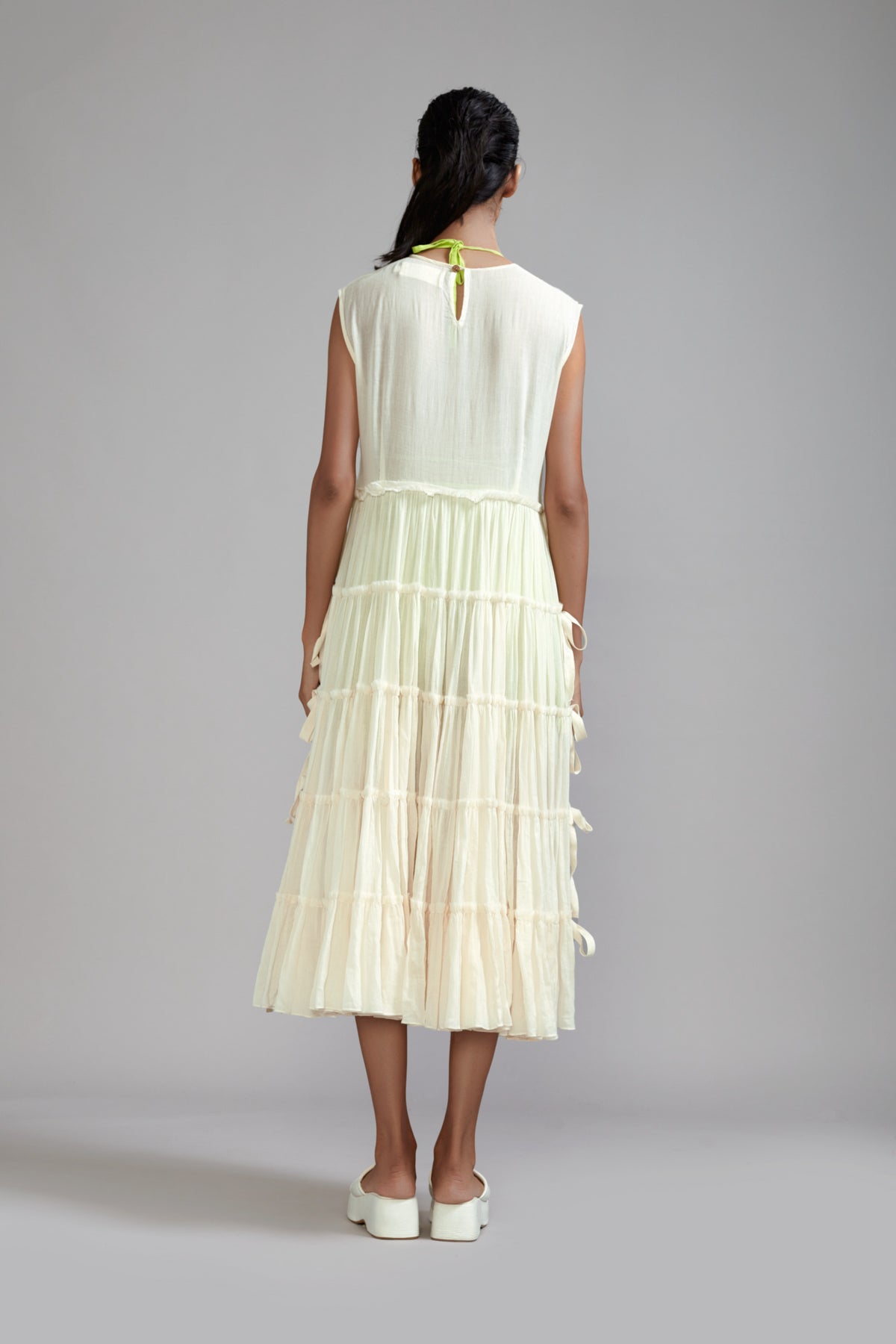 Off white Tiered Tie Tunic