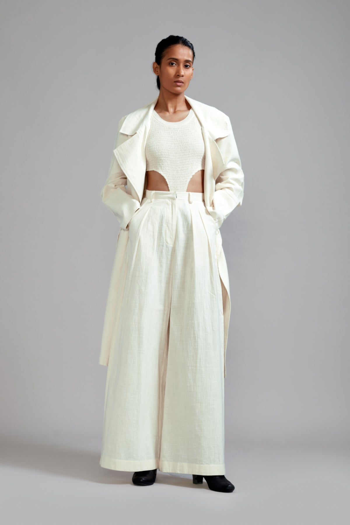 Off white Trench Jacket Set