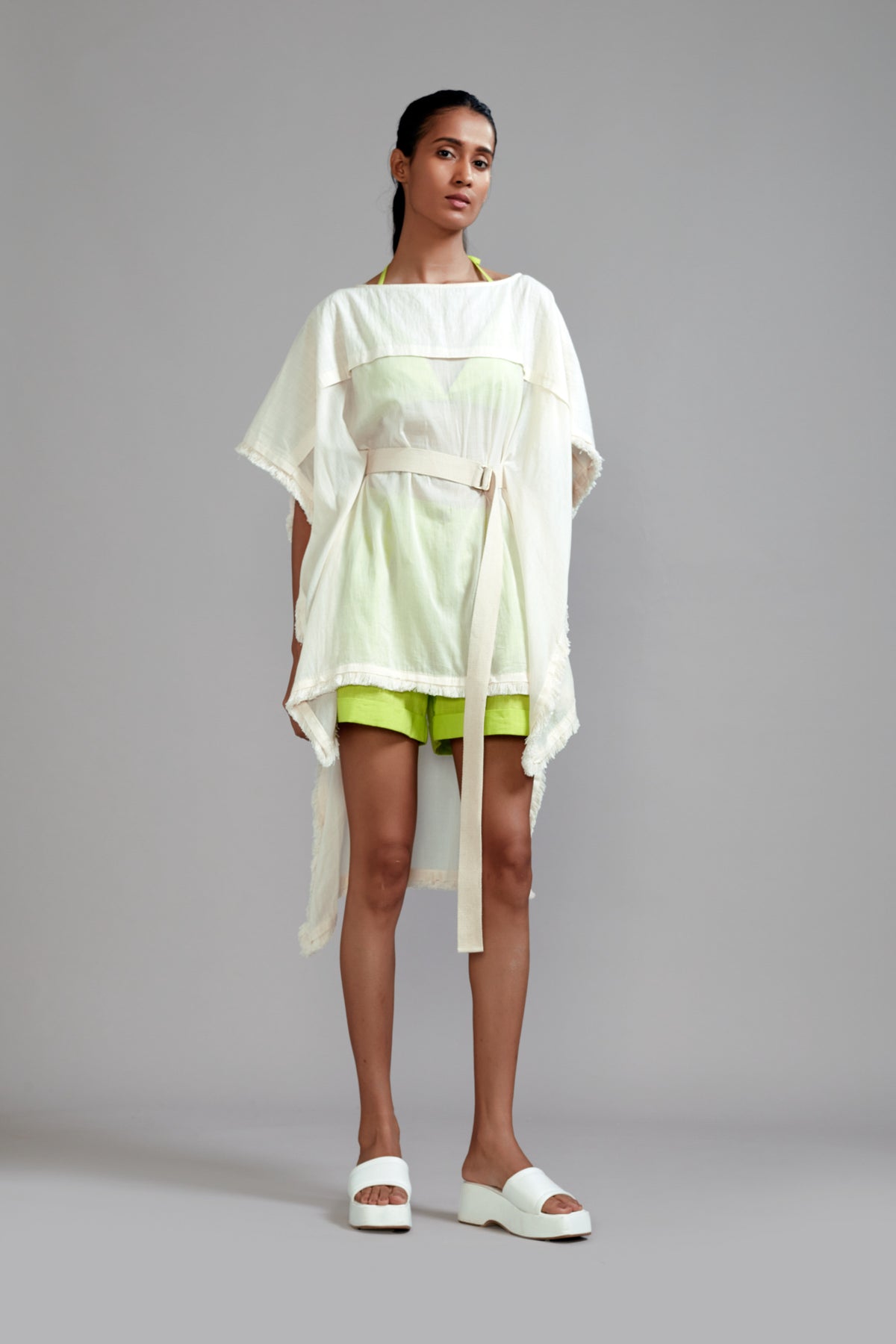 Off white Fringed Kaftan