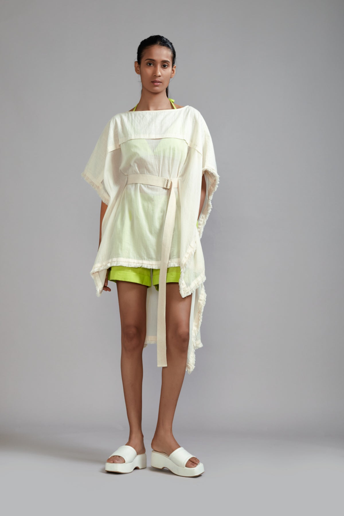 Off white Fringed Kaftan