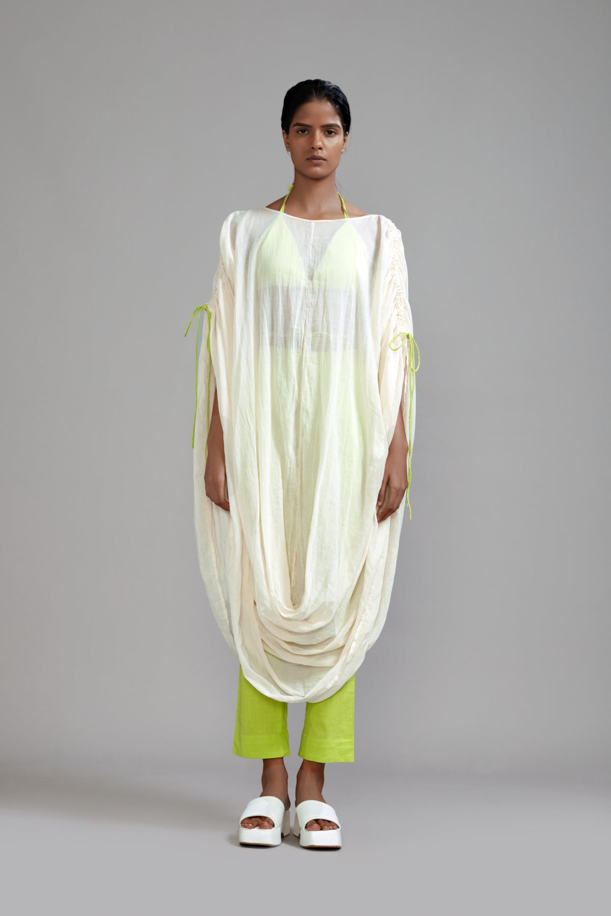 Off white Gathered Cowl Tunic