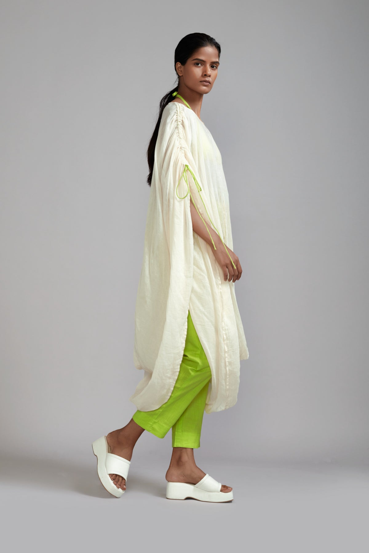 Off white Gathered Cowl Tunic