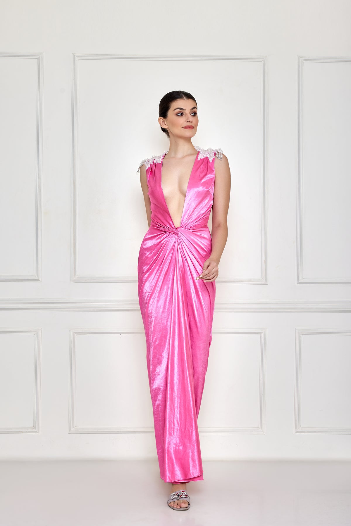 Dopamine Pink Draped Gown