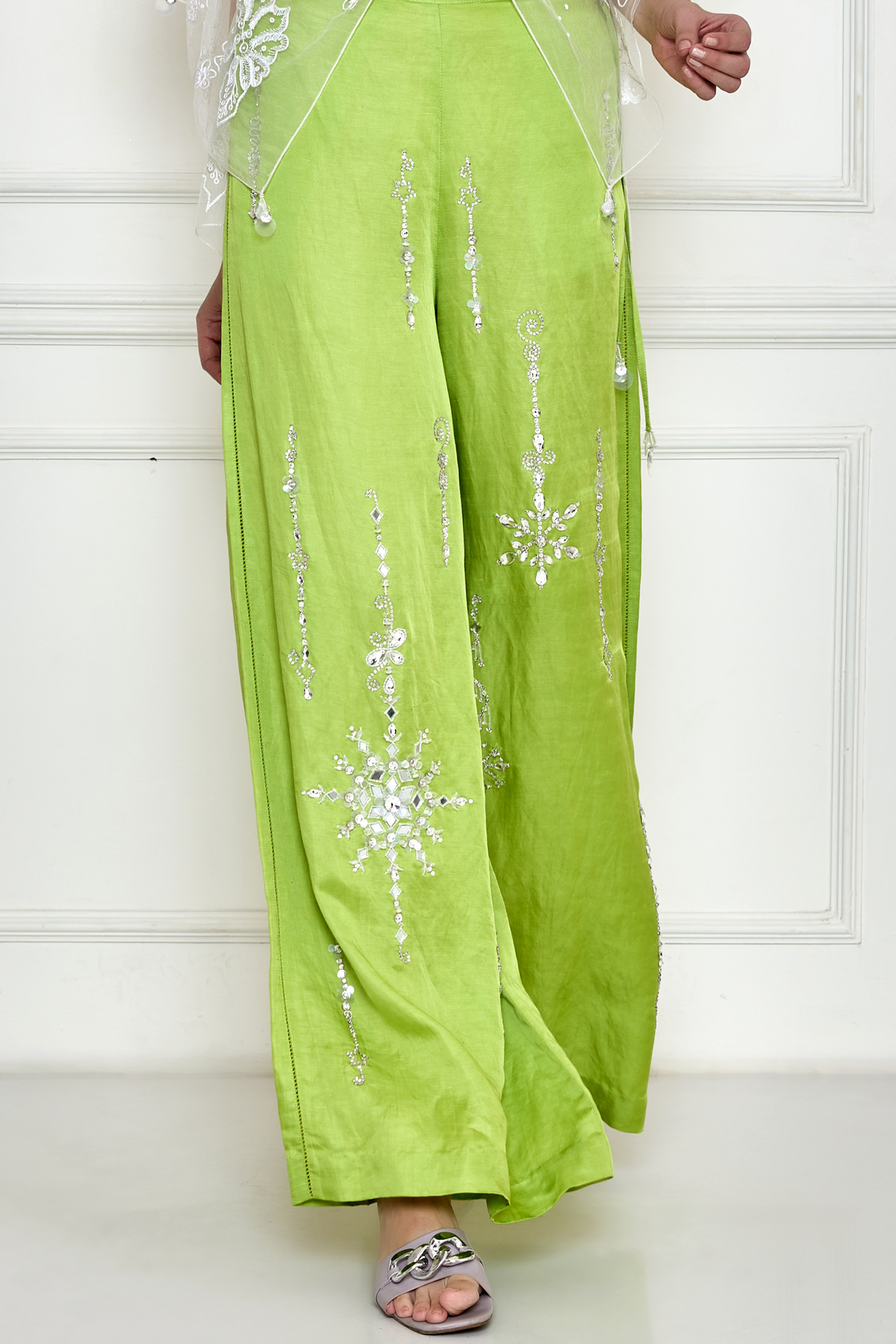 Green Linen Drawstring Trouser