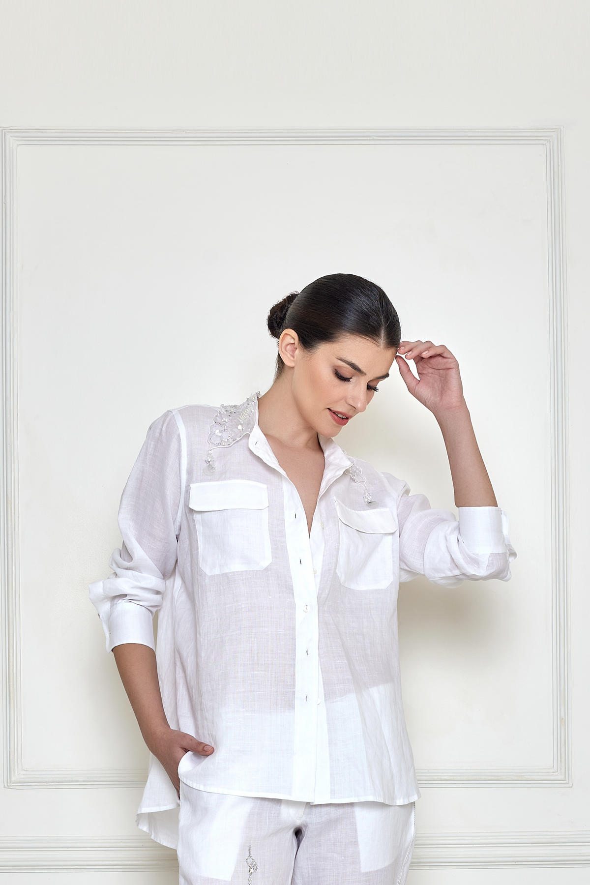 White  linen oversized shirt