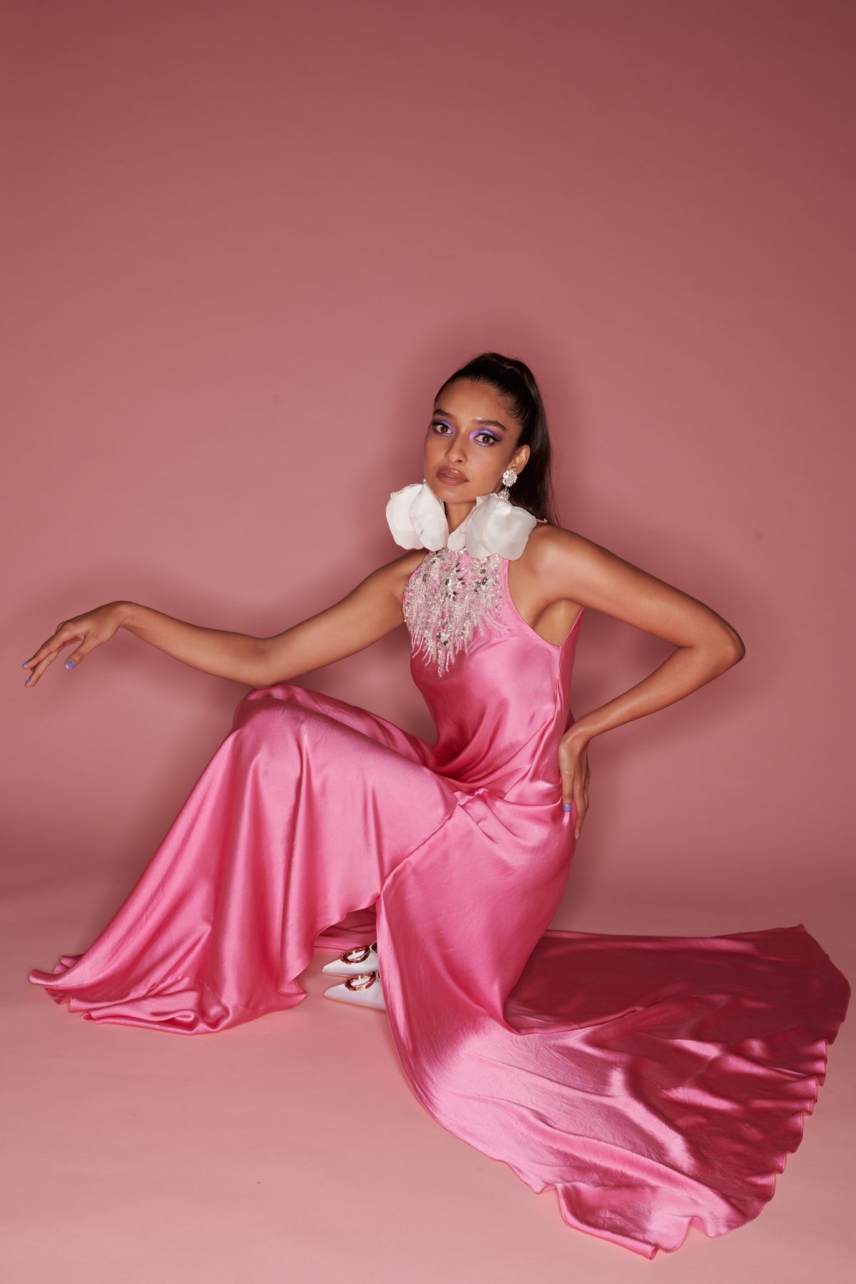 Dopamine Pink Bias Satin Gown