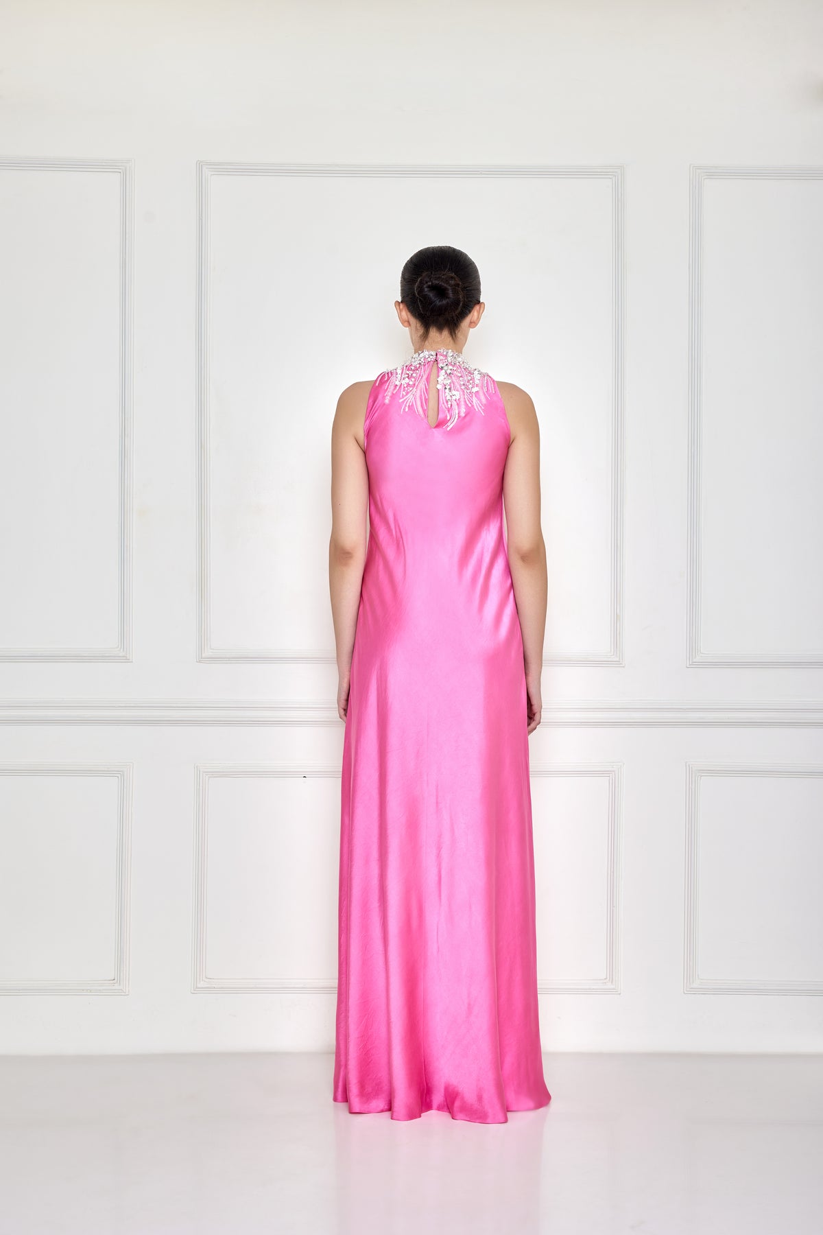 Dopamine Pink Bias Satin Gown